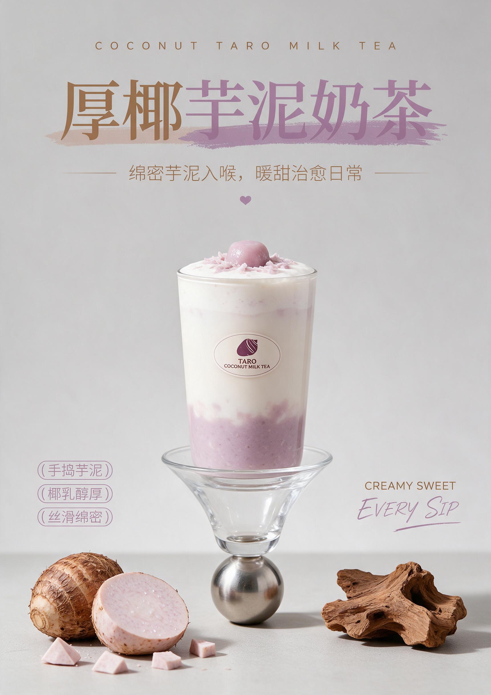 竖版茶饮商业产品海报，尺寸42*59.4cm，整体调性简约高级… - 图片创意预览