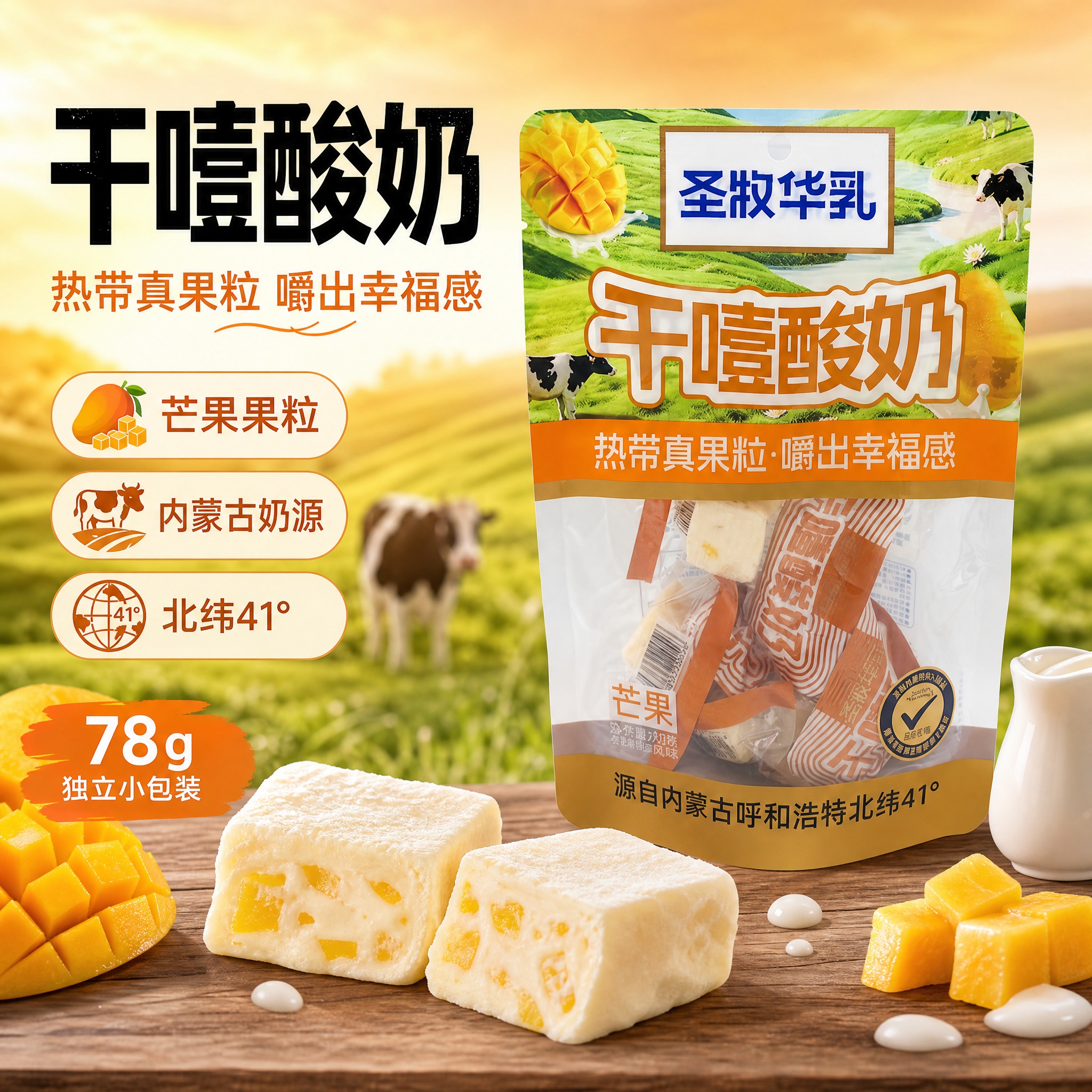[主图-10] 圣牧华乳干噎酸奶芒果味 爆款促销感主图，突出热… - 图片创意预览