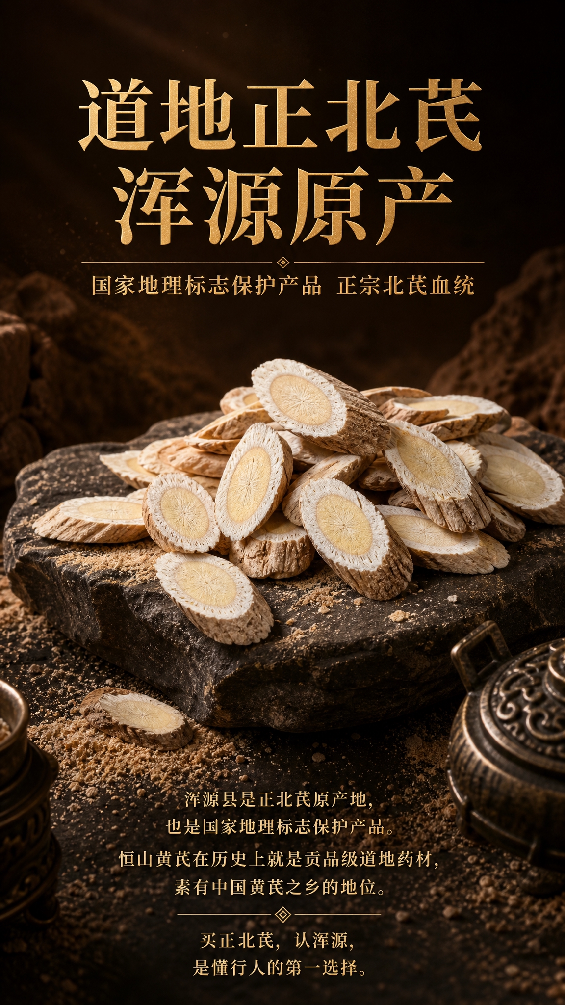 淘宝天猫详情页，9:16竖版，高端暗调沙漠岩石质感风格，深棕渐… - 图片创意预览