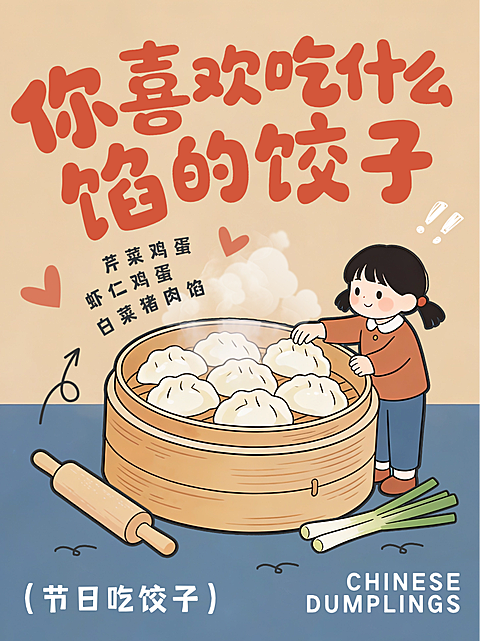 春节生活分享通用卡通感小红书封面