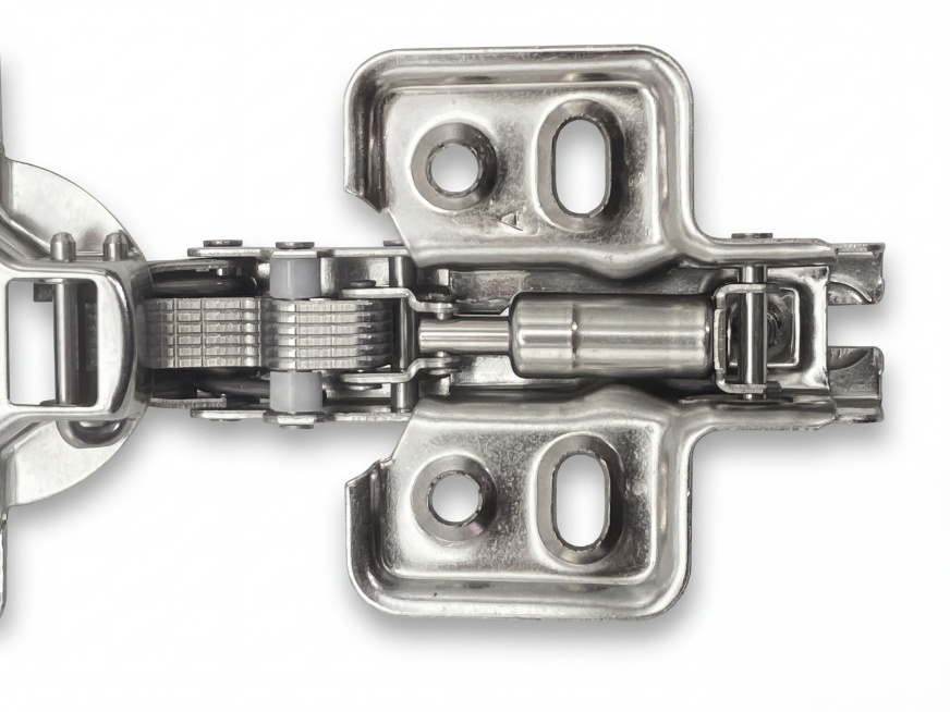 完美去底，绝对 #FFFFFF 纯白背景，生成真实接触阴影
专业商业棚拍柔和均匀光线，中性偏冷色调，曝光适度不过曝，清晰金属质感，物理真实立体感，主体居中，商品占比60%-80%
不锈钢橱柜铰链细节特预览效果