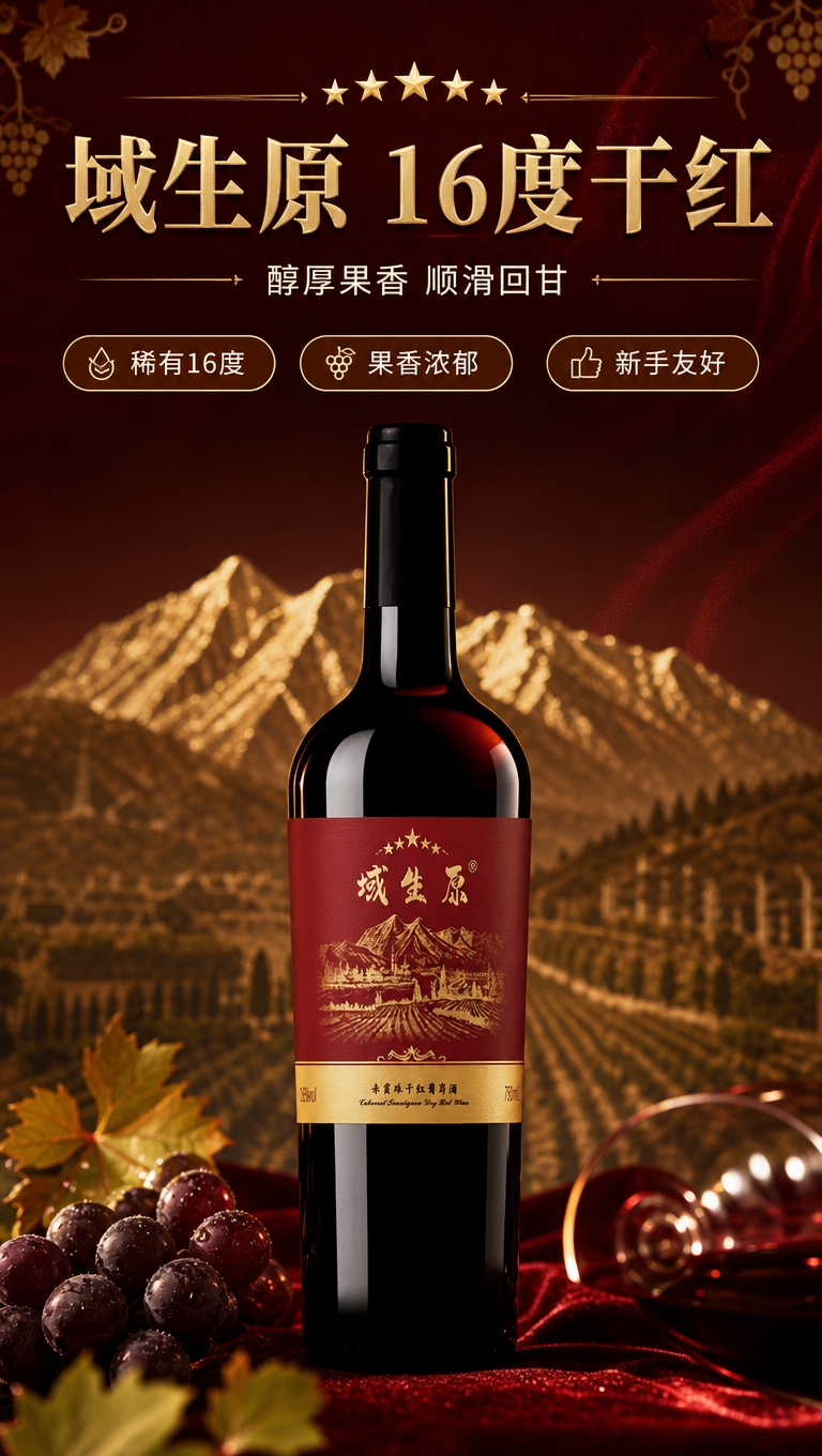[商品] 使用【图2】域生原赤霞珠干红葡萄酒单瓶图；保留瓶身深… - 图片创意预览