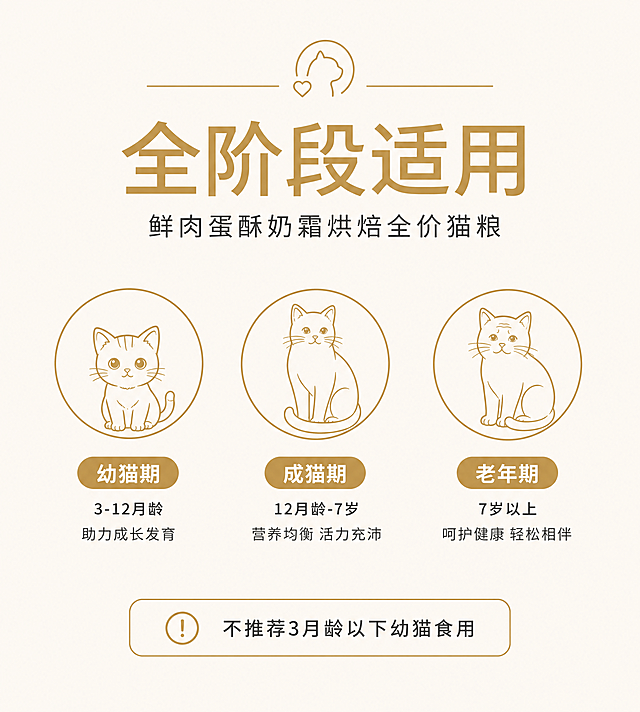 「图片1」，生成详情页，商品名称为鲜肉蛋酥奶霜烘焙全价猫粮，卖点是94%动物性原料，0谷物0肉粉添加 专为肉食天性设计 益生元与益生菌协同，助理肠道  健康，优护肠胃，源自深海鱼油与天然叶黄素的综合支持，美毛亮眸，含天然纤维，有助于促进毛球随粪便排除，平台主要是国内电商四大平台同时可以用，淘宝 抖音 拼多多 阿里适配淘宝/天猫平台，单图比例为9:16，「图片1」「图片1」「图片1」「图片1」「图片1」猎食天性 · 回归本能（完整交付版）
一、整体设计规范
项目	参数
详情页宽度	1080px
每屏高度	1200px
安全边距	左右各20px，顶部/底部各40px
圆角	图片/卡片12px，按钮30px，徽章22px
阴影	卡片 0 8px 20px rgba(0,0,0,0.05)，产品图 0 20px 30px rgba(0,0,0,0.1)
字体	思源黑体（Source Han Sans），备选 PingFang SC, Microsoft YaHei
主色	爱马仕橙 #FF6600，金色 #C9A03D，深空灰 #2C2C2C，深色背景 #1A1A1A，暖白 #FDF8F0，白色 #FFFFFF
字体层级：
用途	字重	字号(px)	行高	颜色
主标题（大）	Bold	48	62	视元素
主标题（中）	Bold	36	46	视元素
副标题/数据	Medium	24	32	视元素
正文	Regular	18	29	#555555
小字/标注	Light	14	21	#999999
角标/标签	Bold	16	22	白色
第1屏：猎食者 · 天性食谱
图片设计思路
背景：纯色 #1A1A1A，叠加径向渐变光晕（圆心在屏幕中央偏上，颜色金色，模式叠加）。
猫科动物剪影：使用狮子或猎豹的侧脸轮廓，线稿风格，金色线条，保存为PNG（透明底），宽度600px。放置时透明度15%，作为底纹。
产品包装图：需要博须猫粮1.5kg包装的3D渲染图或精修实拍图。背景透明，高光反射，立体感强，宽度200px。中心放置。
数据圆环：AI绘制，圆环直径320px，外圈金色渐变（#C9A03D→#FFD700），线宽12px。圆环外圈添加文字“94% 动物性原料”，字体思源黑体 Bold 18px，金色，沿圆环路径排列（或简单放在圆环下方居中）。
产品包装图置于圆环中心，直径200px。
详细设计参数
元素	坐标 (x, y)	尺寸	颜色/字体	内容
背景	(0,0) 至 (1080,1200)	全屏	#1A1A1A	径向渐变叠加
猫科动物剪影	(540, 300)	宽600px	金色线稿，透明度15%	作为底纹
数据圆环	圆心 (540, 480)	直径320px，线宽12px	金色渐变	外圈文字“94% 动物性原料”
产品包装图	圆心 (540, 480)	直径200px	—	透明底PNG
主标题	(540, 140)	—	金色 #C9A03D，44px Bold	“猎食者 · 天性食谱”
痛点钩子	(540, 190)	—	白色 #FFFFFF，24px Regular	“你信吗？一只猫天生就爱吃的粮，其实不是靠诱食剂”
底部徽章	(540, 1100)	宽360px，高44px，圆角22px	爱马仕橙底 #FF6600，白字18px Bold	“全阶段通用	94%动物性原料”
第2屏：全阶段 · 适用标识
图片设计思路
背景：暖白 #FDF8F0。
三个年龄图标：需要三个简笔画风格的猫咪图标（幼猫：小奶猫侧面，体小；成猫：标准猫坐姿；老年猫：体态稍胖，胡须长）。全部金色线条，填充无色，直径100px。可使用矢量素材或AI生成，保持风格统一。
图标下方直接排文字。
详细设计参数
元素	坐标 (x, y)	尺寸	颜色/字体	内容
背景	(0,0) 至 (1080,1200)	全屏	#FDF8F0	—
幼猫图标	(180, 400)	直径100px	金色线稿	幼猫剪影
成猫图标	(540, 400)	直径100px	金色线稿	成猫剪影
老年猫图标	(900, 400)	直径100px	金色线稿	老年猫剪影
图标下方文字	(180, 520), (540, 520), (900, 520)	—	#2C2C2C，18px Regular	“幼猫”“成猫”“老年猫”
提示小字	(540, 1120)	—	#999999，14px Light	“不推荐3月龄以下幼猫（建议专用奶糕）”
第3屏：猎食配方溯源（整只猎物营养）
图片设计思路
背景：深色 #1A1A1A。
5个卡片：每个卡片内需配一个小图标（48×48px），线稿金色，分别代表：鲜肉、乳鸽、肝脏、心脏、鸡蛋。图标需统一风格。卡片背景 #2C2C2C，金色边框1px。
卡片内文字直接排版。
详细设计参数
元素	坐标 (x, y)	尺寸	说明
主标题	(540, 80)	—	白色 #FFFFFF，36px Bold，“不只是‘高肉’，更是‘完整营养’”
卡片1	(180, 200)	宽280px，高260px	图标(180,230) 48×48px；标题(180,290) 22px金色“70% 鲜鸡肉”；正文(180,330) 16px灰色“优质动物蛋白”
卡片2	(540, 200)	宽280px，高260px	标题“3% 冻乳鸽”，正文“稀有肉源”
卡片3	(900, 200)	宽280px，高260px	标题“3% 鲜鸡肝”，正文“天然维A、铁、牛磺酸”
卡片4	(360, 500)	宽280px，高260px	标题“3% 鲜鸡心”，正文“天然牛磺酸、辅酶Q10”
卡片5	(720, 500)	宽280px，高260px	标题“9.5% 鸡蛋+蛋黄粉”，正文“天然卵磷脂、完美蛋白”
第4屏：微距实拍 · 真材实料
图片设计思路
核心图片：需要一张高清微距摄影图（宽度1080px，高度800px）。拍摄要求：使用微距镜头，自然光（侧光），展示猫粮颗粒表面肉质纤维、蛋黄粉附着、油润光泽。背景用黑色或深灰色吸光布。后期仅调整亮度和对比度，不得改变颜色。图片上不加任何滤镜文字（文字用浮层叠加）。
浮层文字与图片叠加。
详细设计参数
元素	坐标 (x, y)	尺寸	说明
微距图	(0, 0) 至 (1080, 800)	全宽1080px，高800px	见图片思路
浮层文字	中心 (540, 1000)	内边距10px 20px，圆角30px	黑色半透明底 #00000080，金色描边 #C9A03D，文字“微距实拍 · 无滤镜”白色28px Bold
小字	(540, 1060)	—	白色 #FFFFFF，16px Regular，“70%鲜鸡肉 · 94%动物性原料 · 每一颗都是肉”一定要保证我的原图清晰，不要更改我的原图上任何信息，保证绝对的真实，不要有夸张的宣传词，违禁词违规词出现