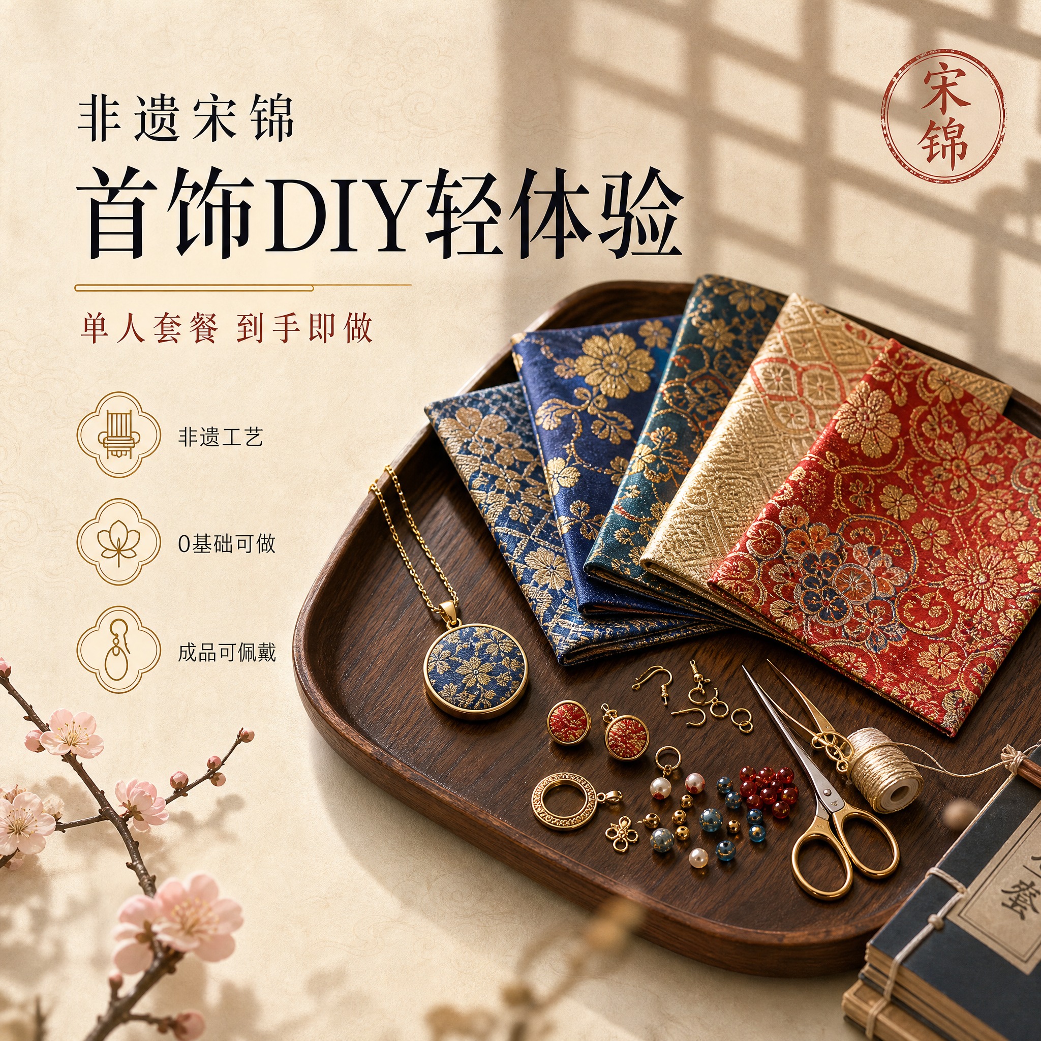 [单张主图] 非遗宋锦首饰DIY轻体验单人套餐 电商主图，高级… - 图片创意预览