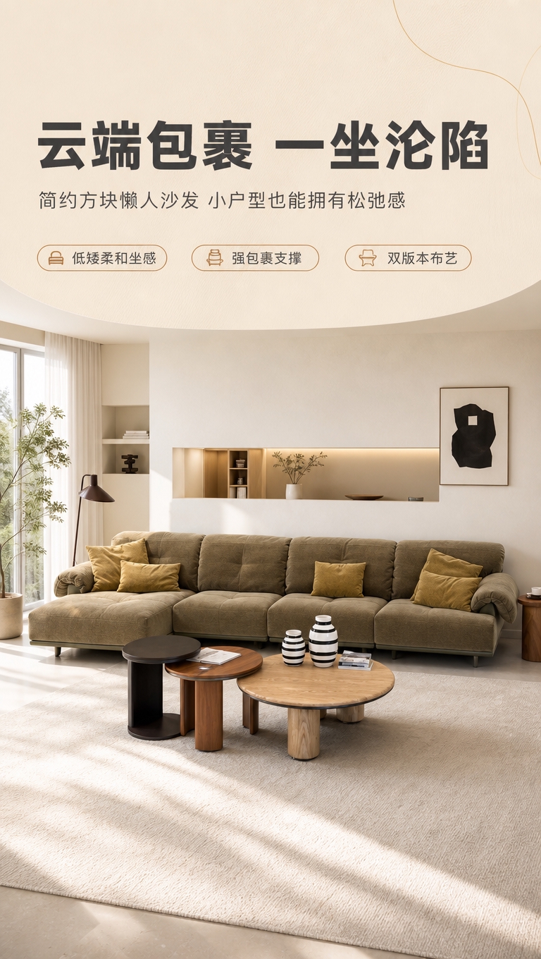 [商品] 使用【图1】简约方块懒人沙发；保留低矮方块造型、柔和… - 图片创意预览