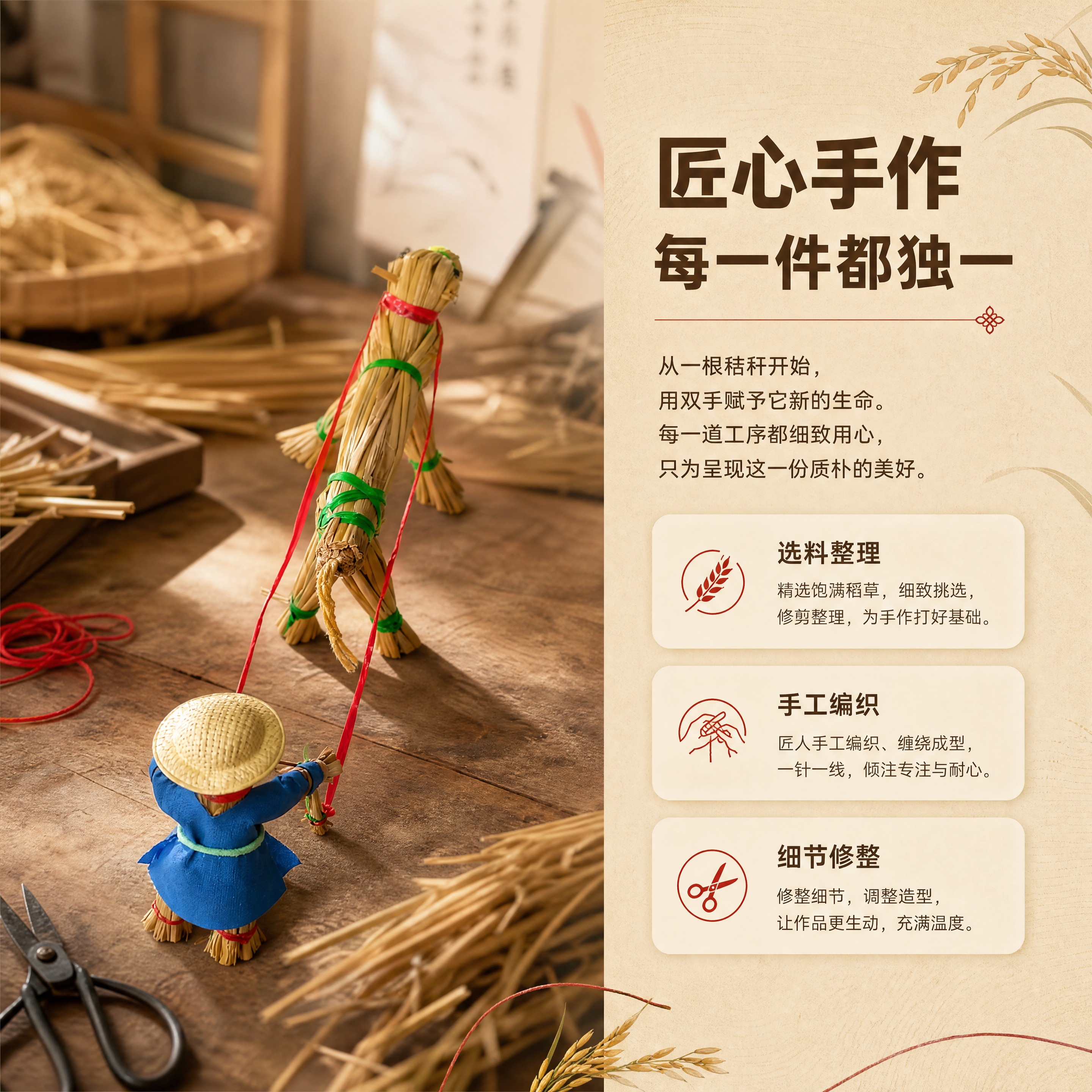 [商品] 使用【图1】手工稻草春耕摆件；保留产品造型、材质、颜… - 图片创意预览