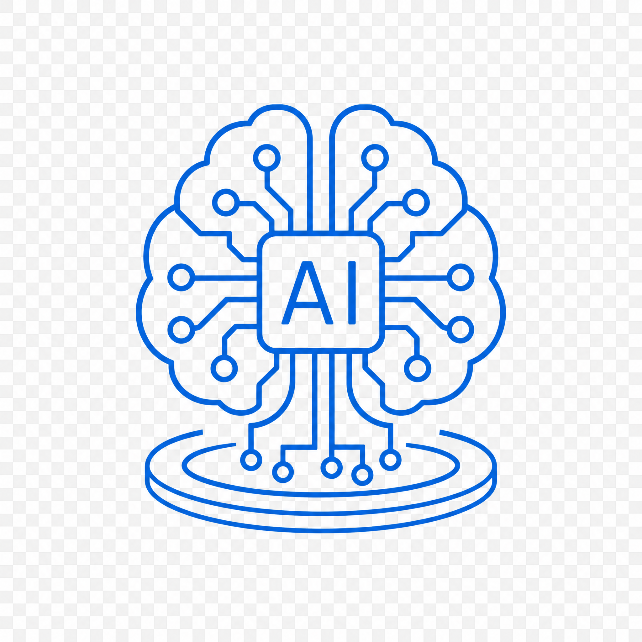 参照参考图中的蓝色线性图标风格，生成一个AI数据大脑中台图标，… - 图片创意预览