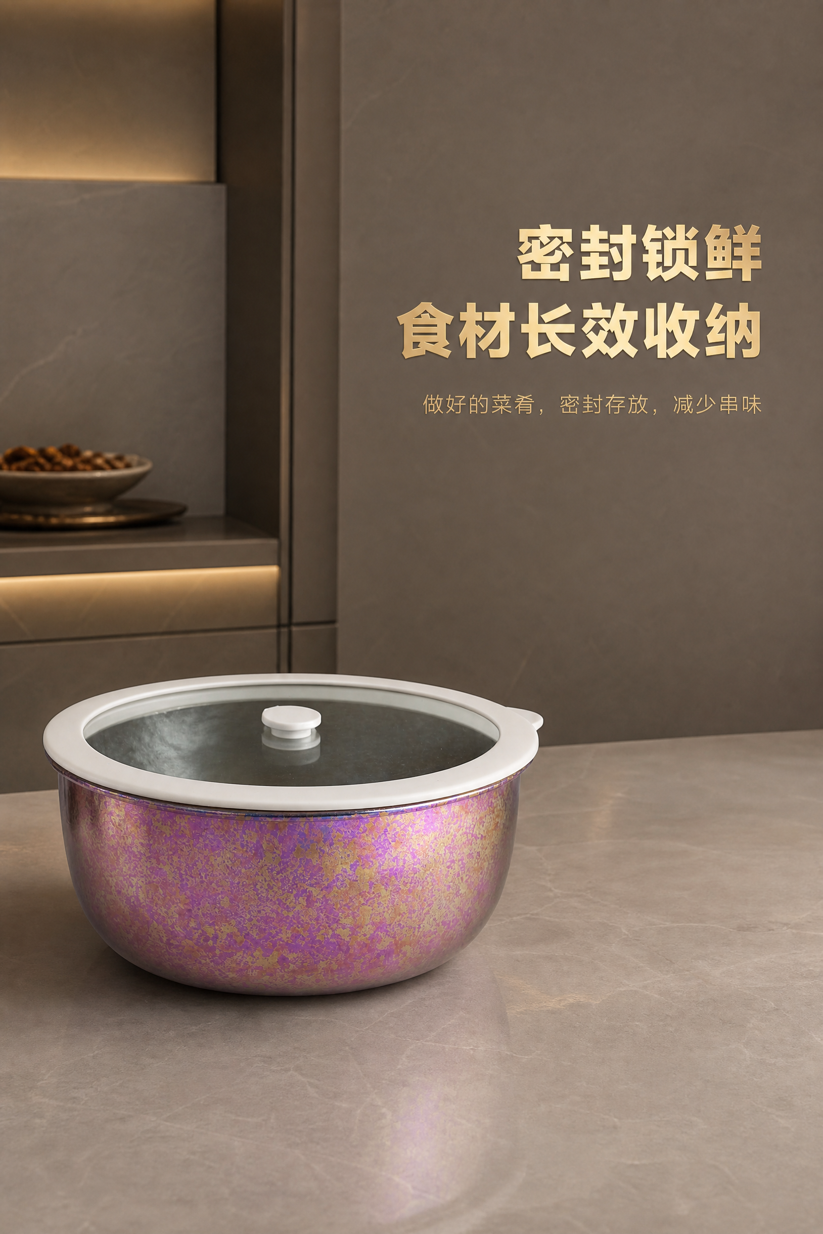[商品] 使用【图5】粉紫色款纯钛保鲜汤盆带钢化玻璃盖；保留白… - 图片创意预览