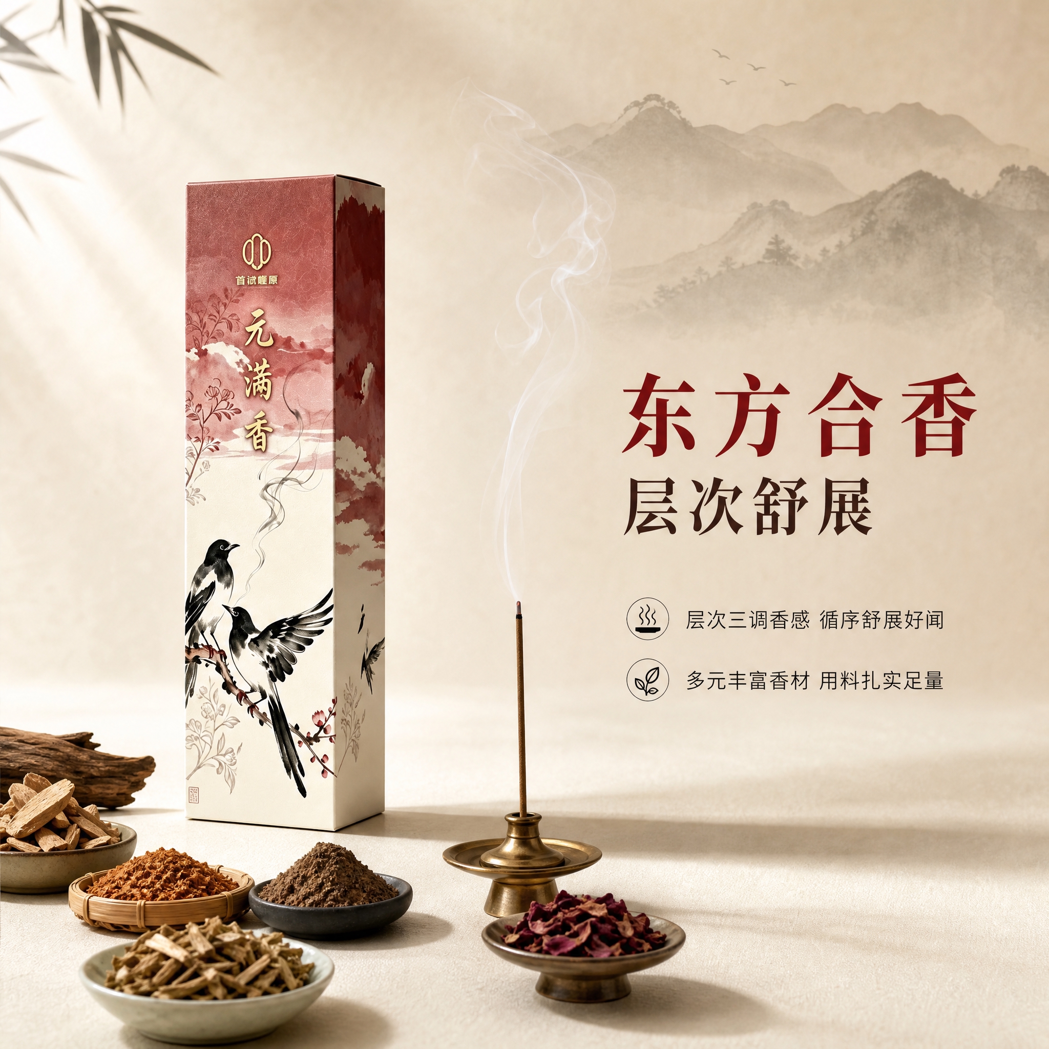 [主图-2] 主题：东方合香・层次舒展。唯一任务：展示线香的层… - 图片创意预览