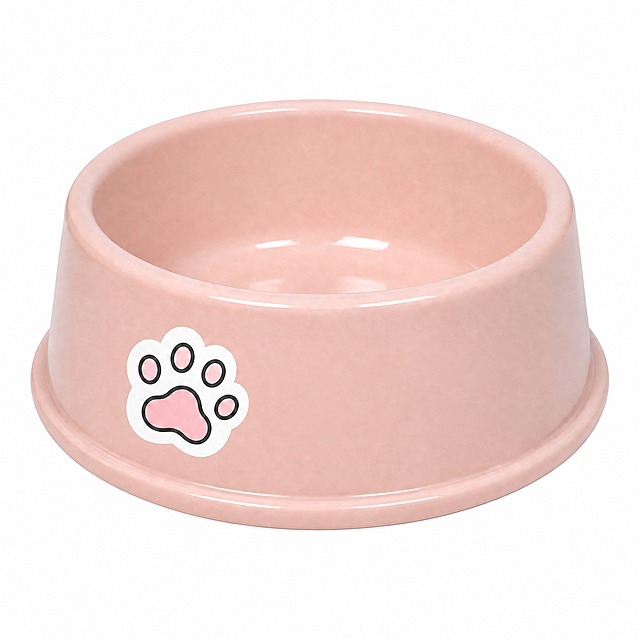 [编辑] 删除淡粉色宠物食盆侧面的NAME文字，保留粉色爪印logo。
[商品] 保留图3柔雾粉宠物食盆：圆碗形+宽底座、光滑釉面、侧面粉色爪印Logo（粉红掌垫+白色轮廓+深灰勾边）；碗的颜色、造型、釉面质感与爪印必须与原图一致。
[删除范围] 仅删除爪印右侧白色"NAME"字样，文字区域自然补齐为与周围一致的柔雾粉釉面，保持曲面透视与高光连续，无残字、无接缝、无色块。
[画面] 单碗居中占画面88%，正面略俯视；背景纯白色#FFFFFF无缝；光线均匀柔和。
[规格] 1:1，2048x2048，2K，避免变形、错字、NAME残留、爪印丢失或变色、碗型失真、水印。