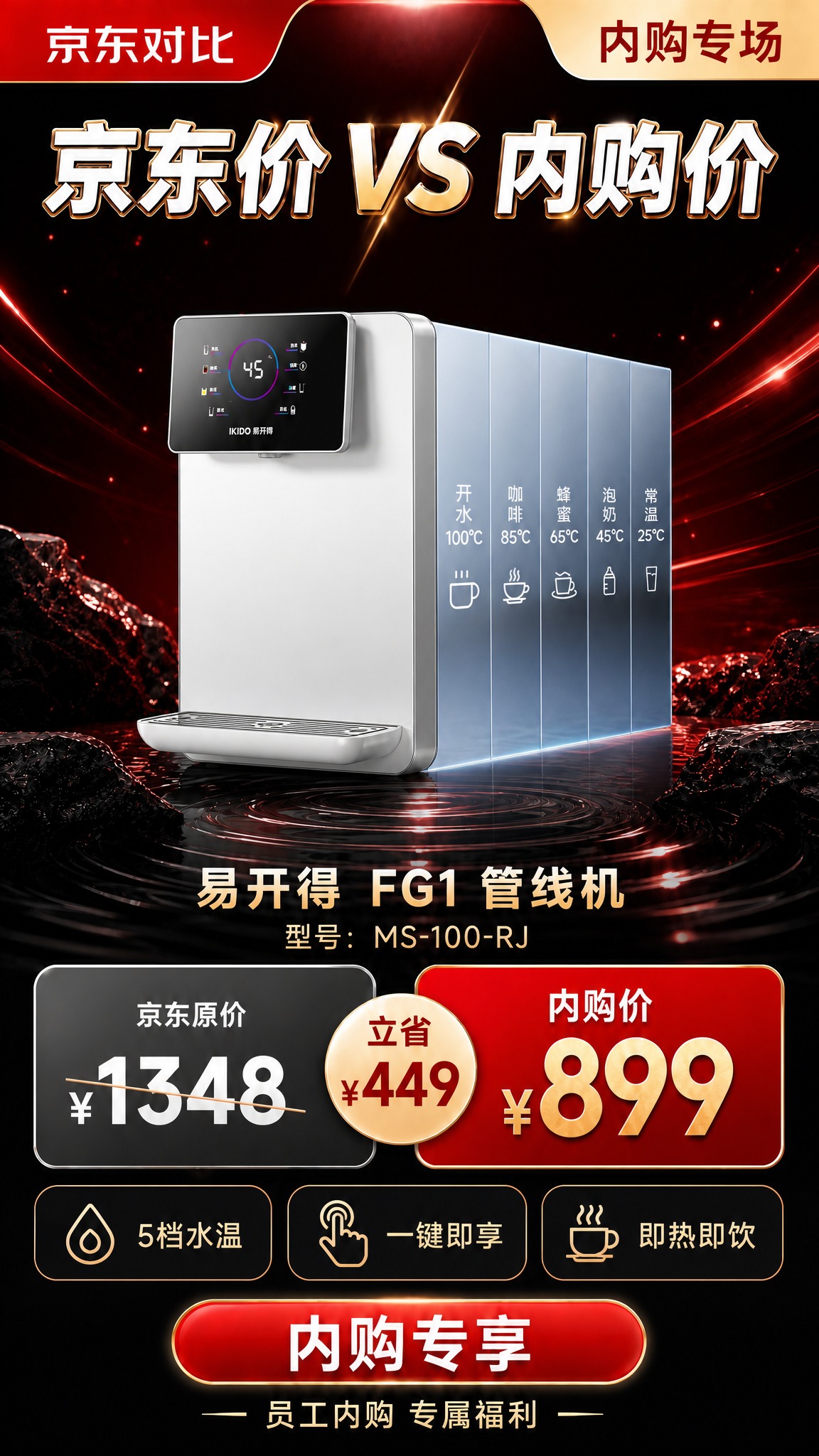 将上传的商品图制作成与参考模板同款版式的京东价格对比促销海报，… - 图片创意预览