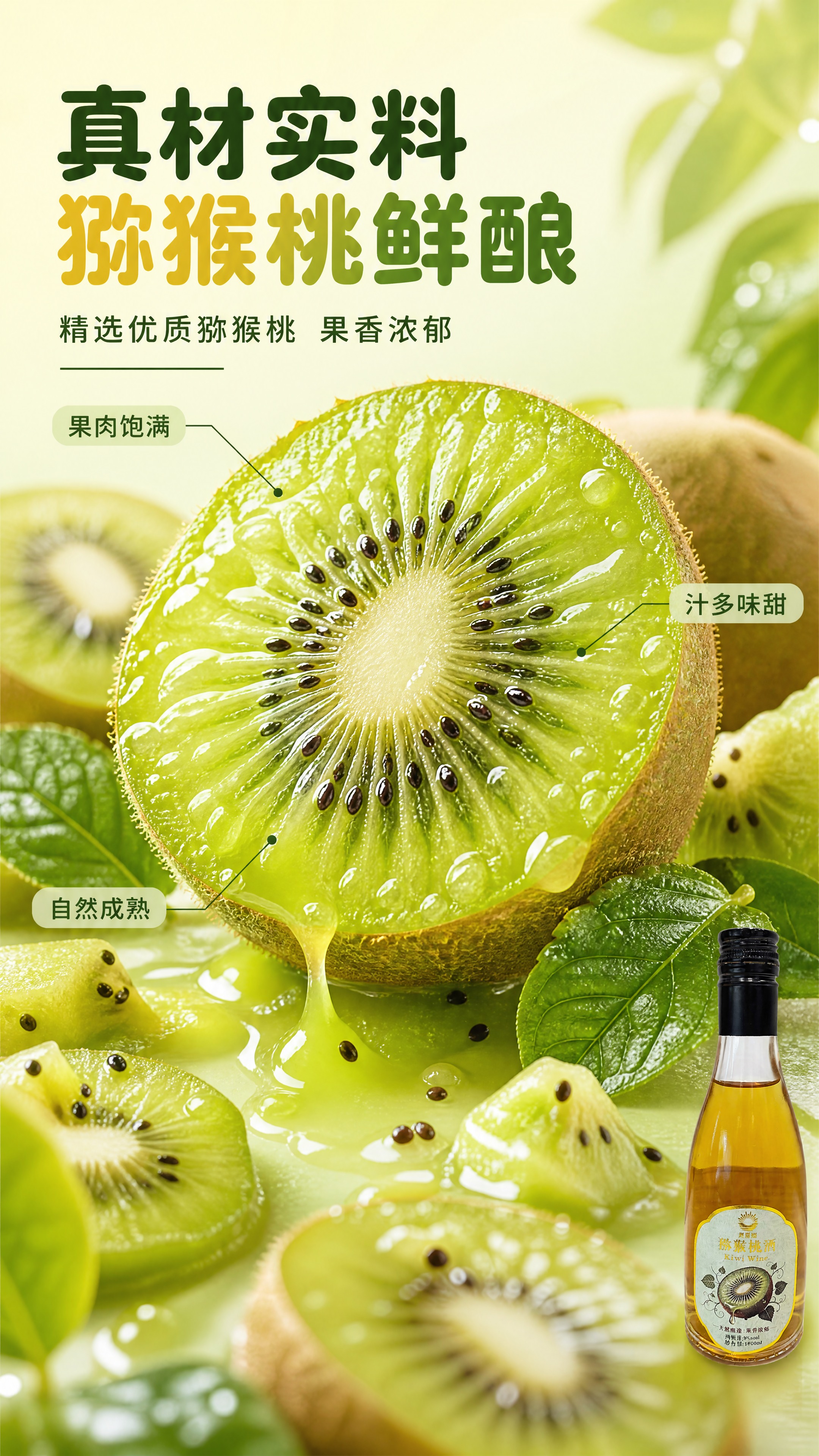 [商品] 使用【图1】黄猕湖猕猴桃酒玻璃瓶；保留瓶身造型、透明… - 图片创意预览