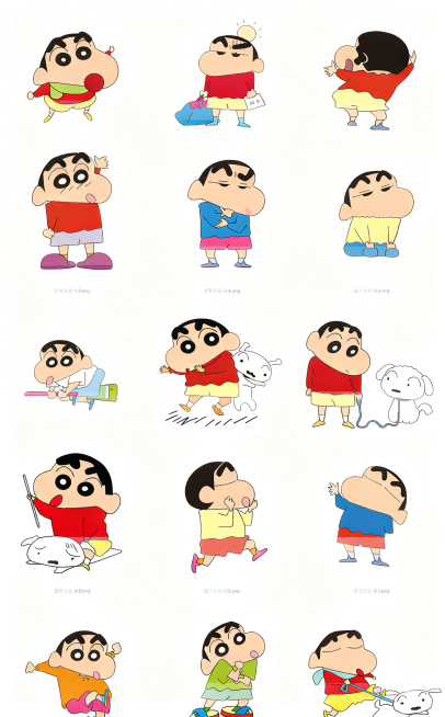 去除图片中的所有水印和半透明文字，保留原有的蜡笔小新图案和白色背景，不要修改图案内容，只移除水印文字预览效果