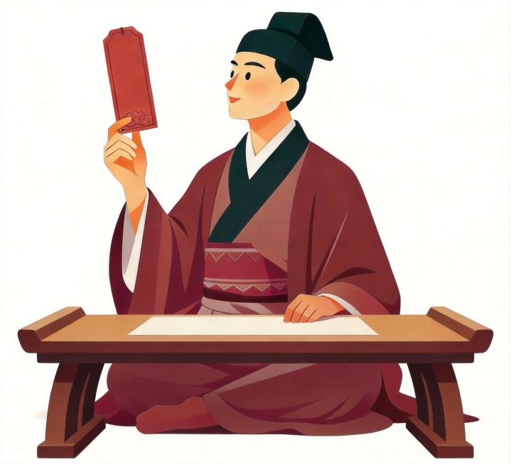 清晰完整地显示出人物面前的考试桌子，保持人物坐在桌子前考试的场景，保留原有古装人物形象和风格，确保桌子可见预览效果