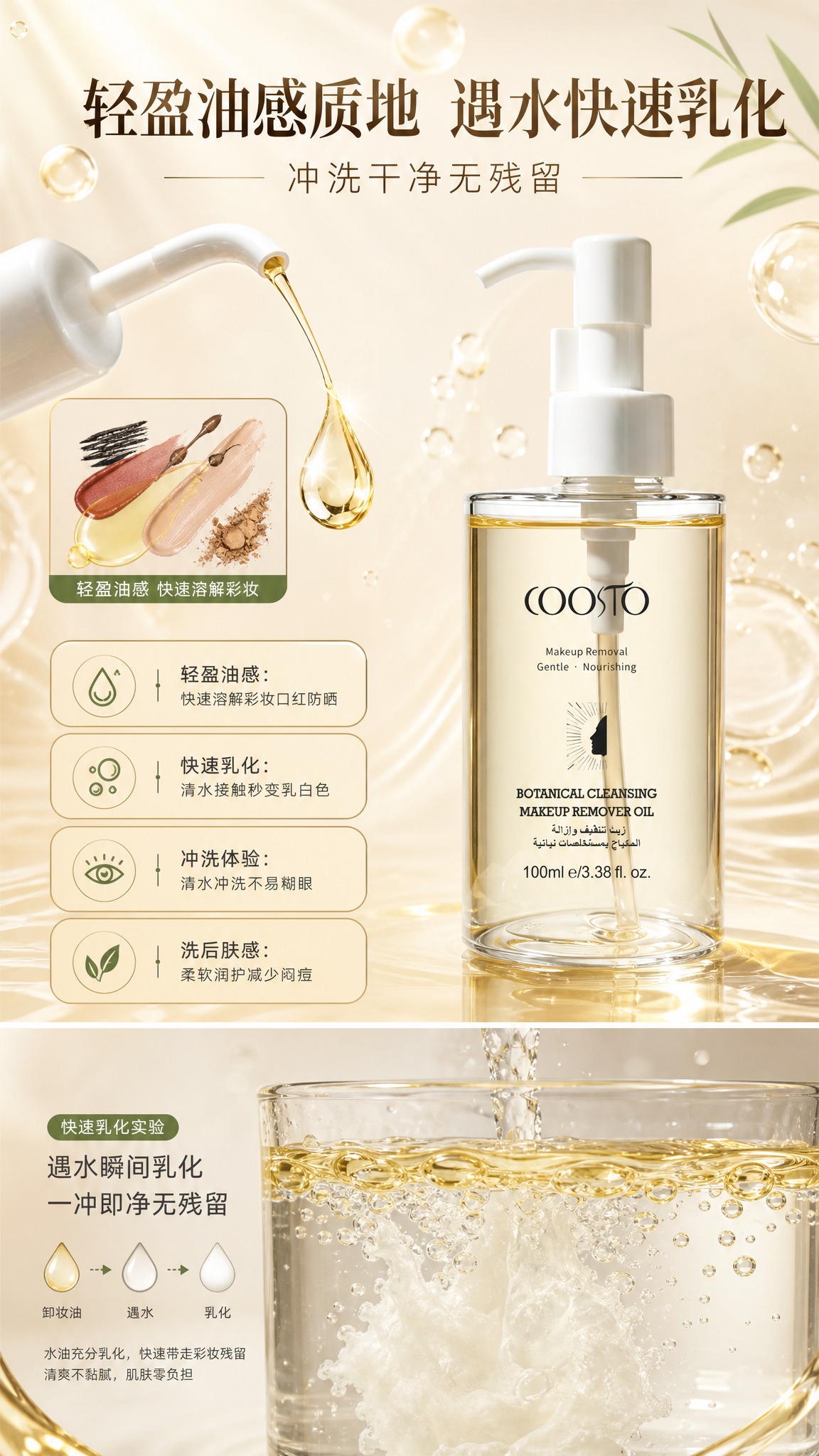 [商品] 使用【图1】COOSTO植萃净澈卸妆油；保留透明圆柱… - 图片创意预览