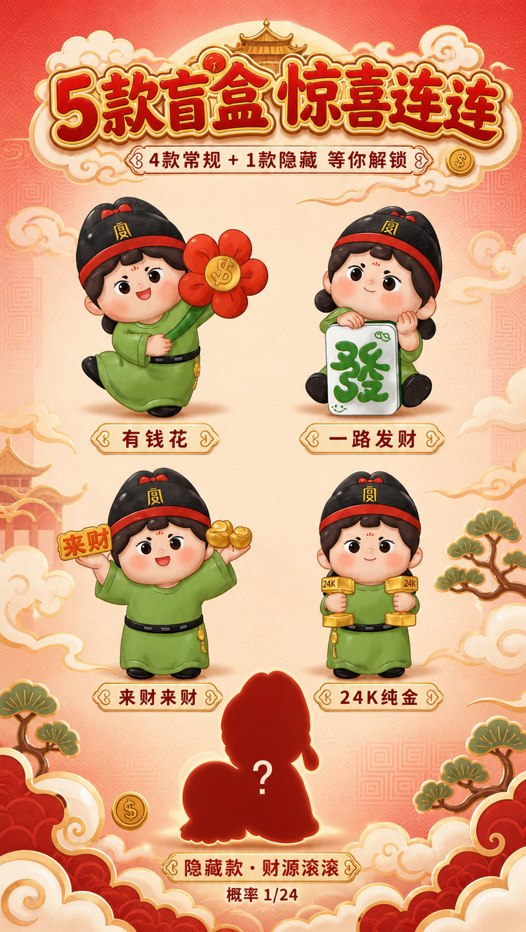 [商品] 使用【图2】唐小宴发财盲盒图鉴（4款常规款）和【图4… - 图片创意预览