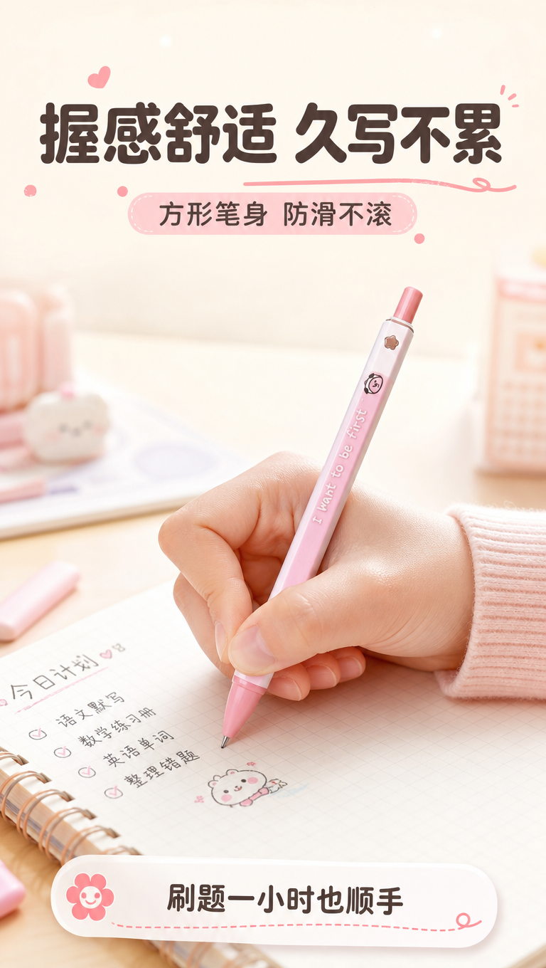 [商品] 使用【图1】中一支粉色方方笔；保留方形笔身、按动结构… - 图片创意预览