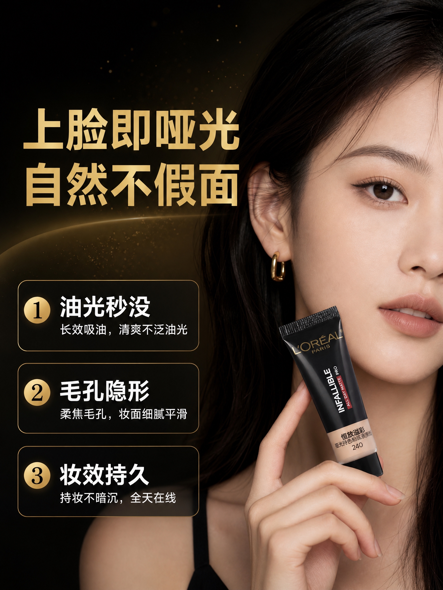 [商品] 使用【图1】欧莱雅吸油棒粉底液小样单支；保留黑色管身… - 图片创意预览