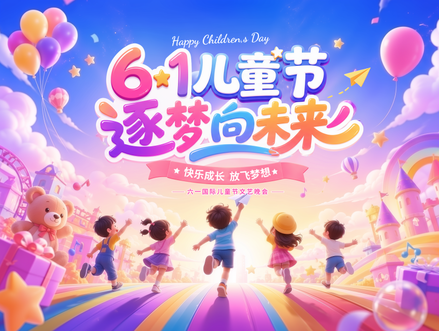 六一儿童节活动文艺晚会主KV朋友圈小红书展板宣传海报预览效果