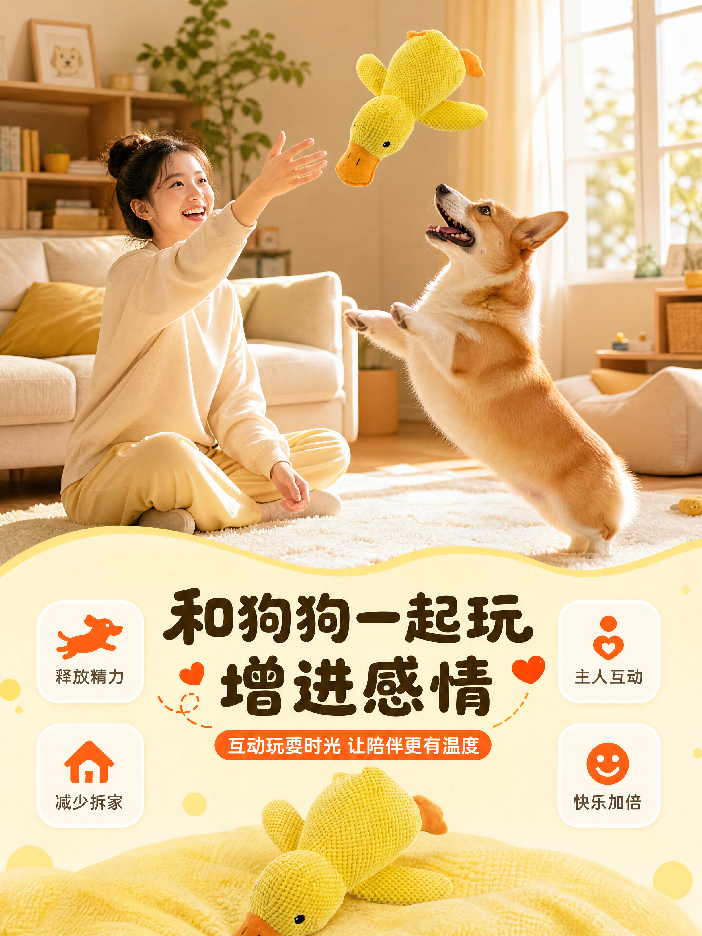[商品] 使用【图2】黄色鸭子造型毛绒宠物玩具；保留鸭子整体造… - 图片创意预览