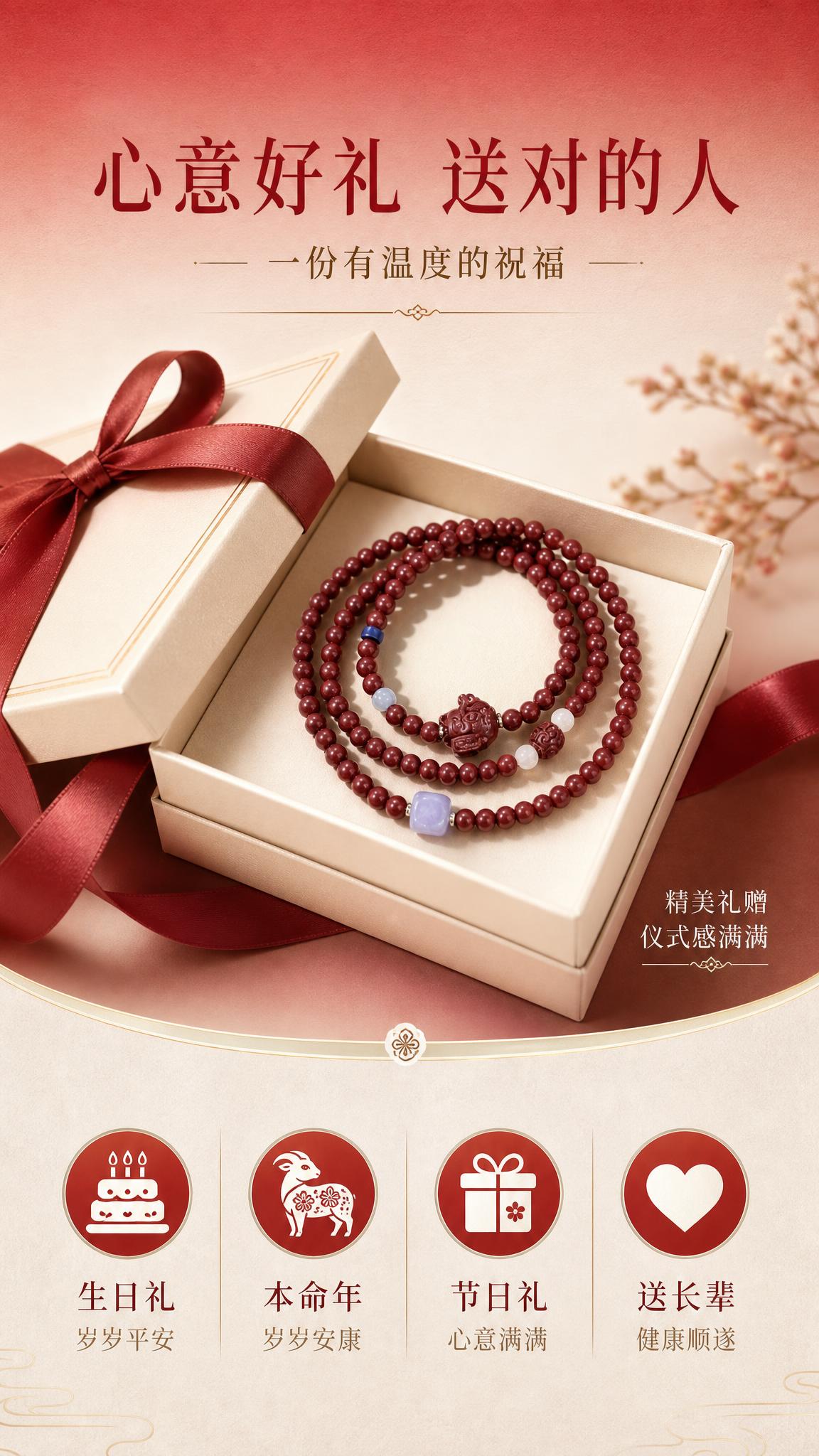[主图-11] 送礼场景卖点图，展示手串作为礼物的适合场景和心… - 图片创意预览