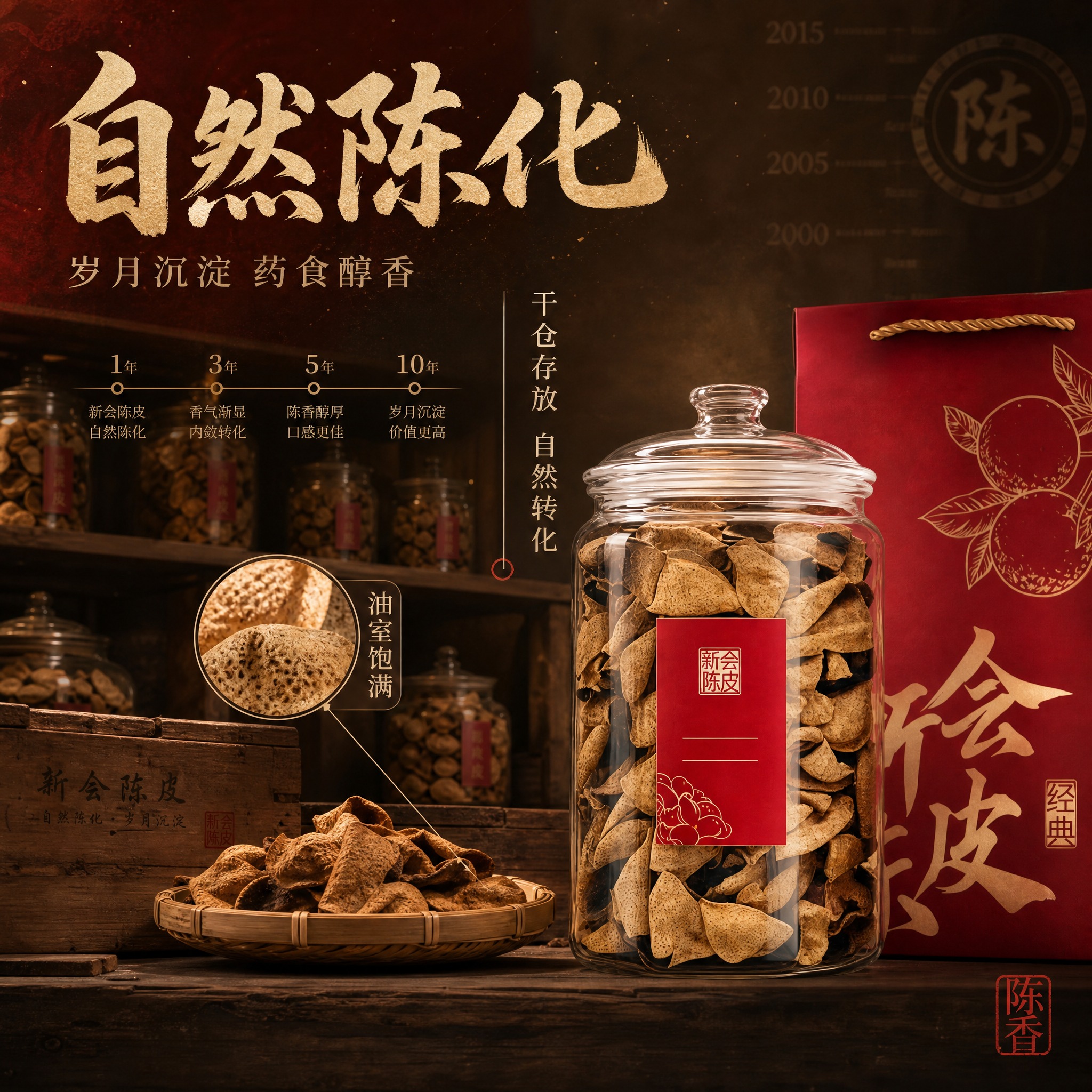 [主图-2] 主题：自然陈化岁月沉淀，展示陈皮陈化工艺与时间价… - 图片创意预览
