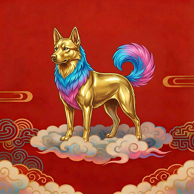 参考风格，背景，风格不变，生成生肖狗的图片