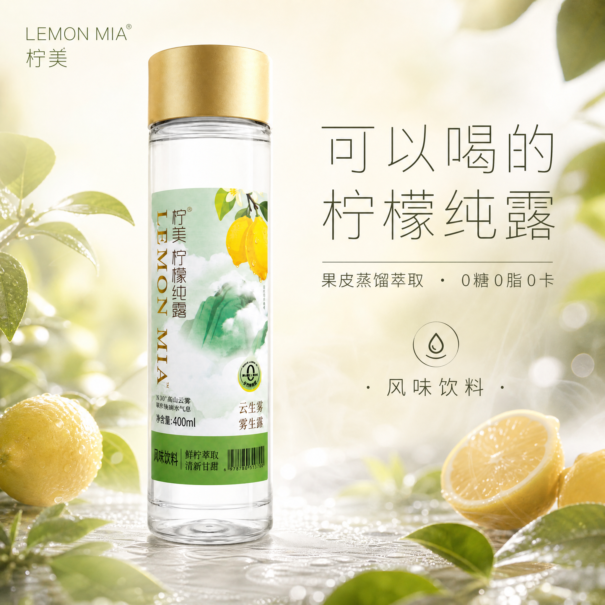 电商主图首图，清透高级护肤纯露风格，整体浅黄浅绿渐变色调，有露… - 图片创意预览