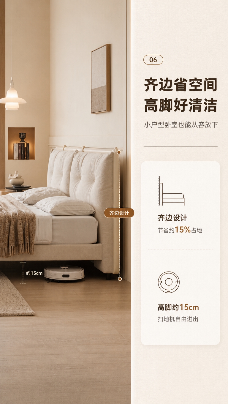 [商品] 使用【图1】C级布艺04系列高脚齐边布艺床；保留产品… - 图片创意预览