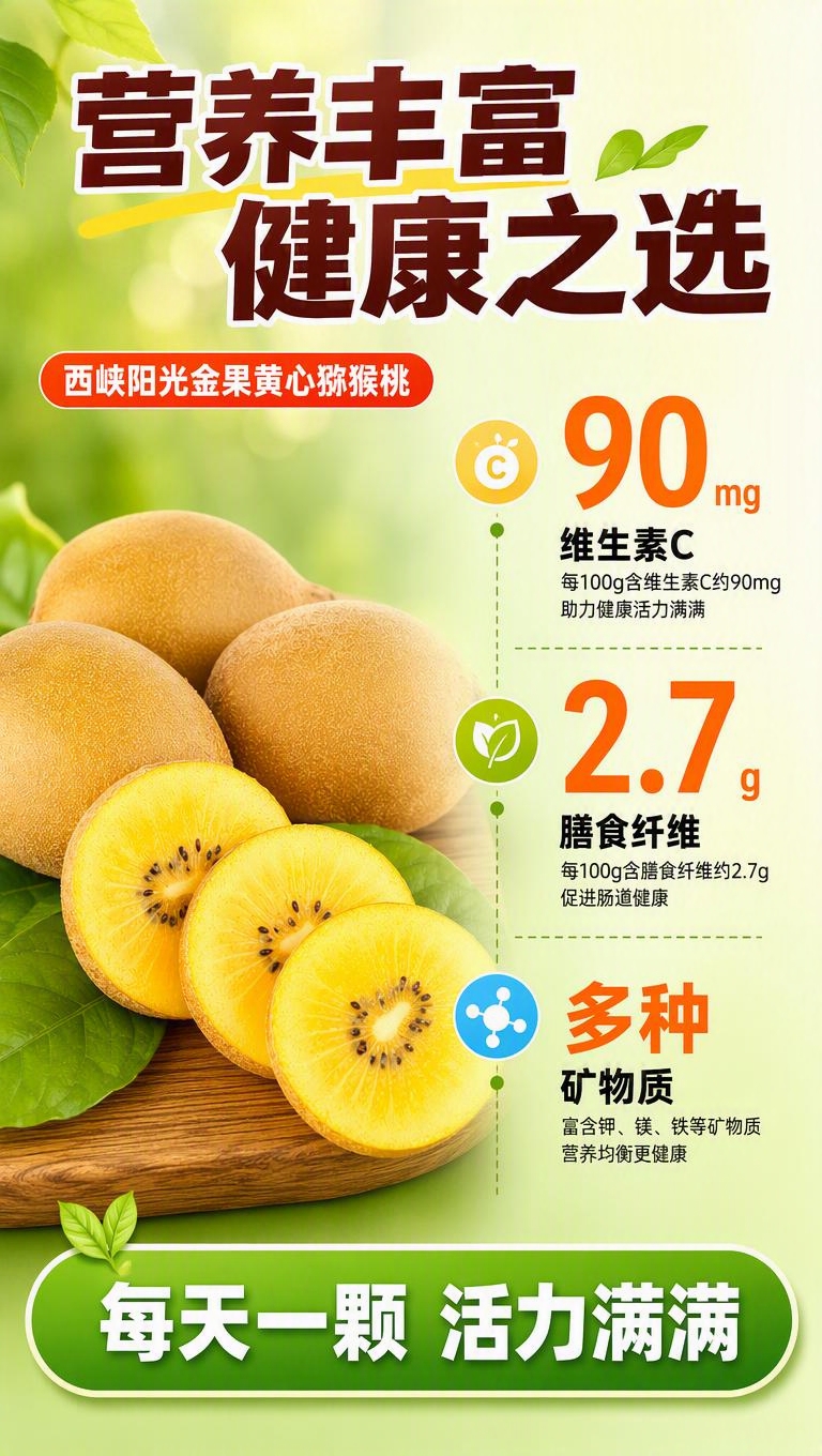 [商品] 使用【图1】西峡阳光金果黄心猕猴桃；保留外形和切面结… - 图片创意预览