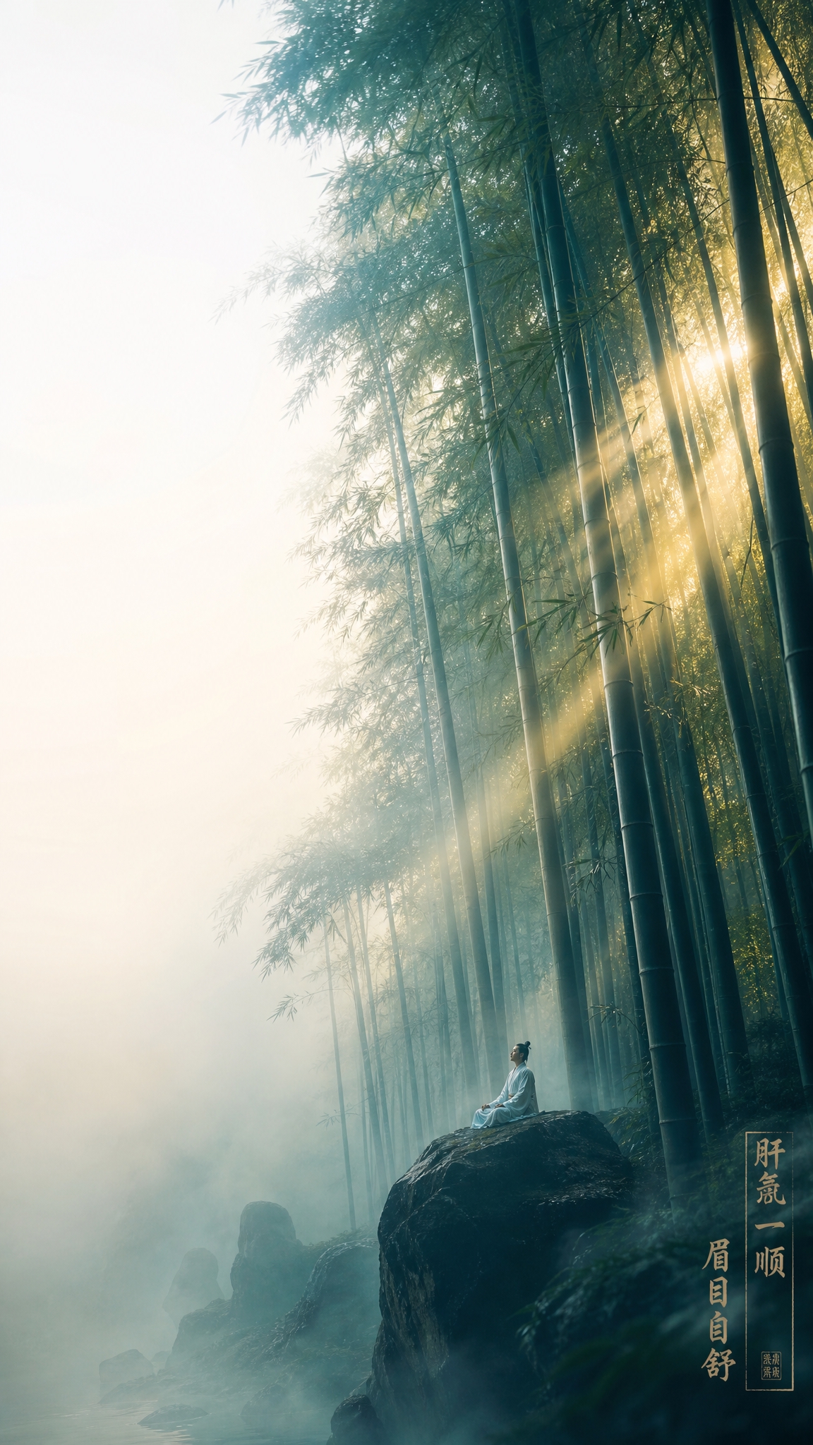超写实摄影风格，国风神话场景，强烈光影对比。画面中一片巨大的青… - 图片创意预览
