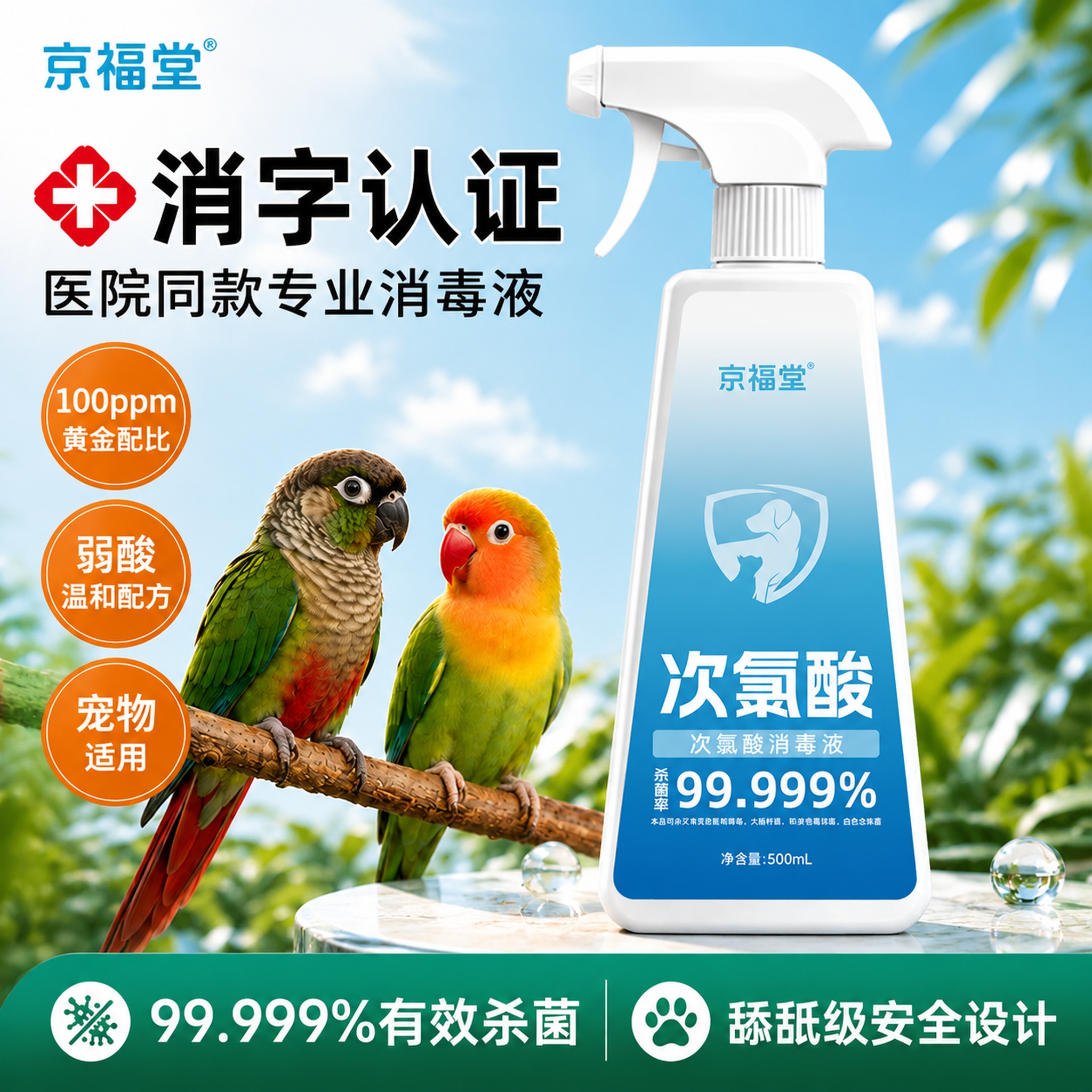 [单张主图] 京福堂宠物次氯酸消毒液 爆款促销感主图，承担点击… - 图片创意预览