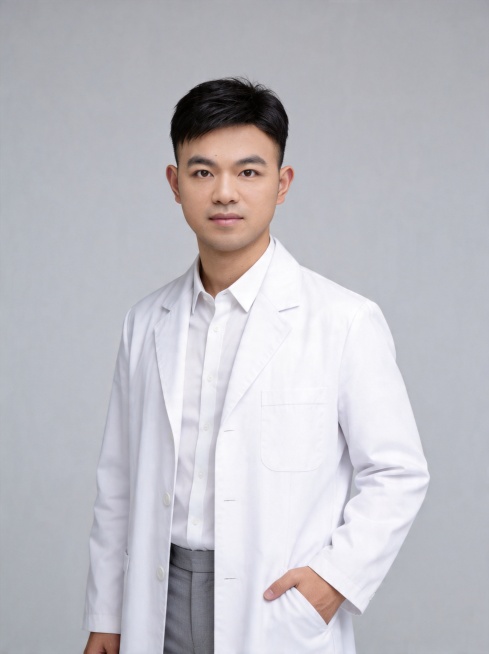 参考图中保留人物脸型、发型、年龄等特征生成医师形象照,标准焦段50mm,f/4光圈(f/2.8-f/4区间),平视视角(镜头与人物视线齐平);人物占画面70%,人物居中(居中构图),位于画面中心,为视预览效果