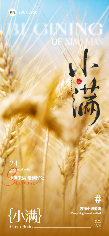 小满海报实景感小麦近景全屏海报预览效果