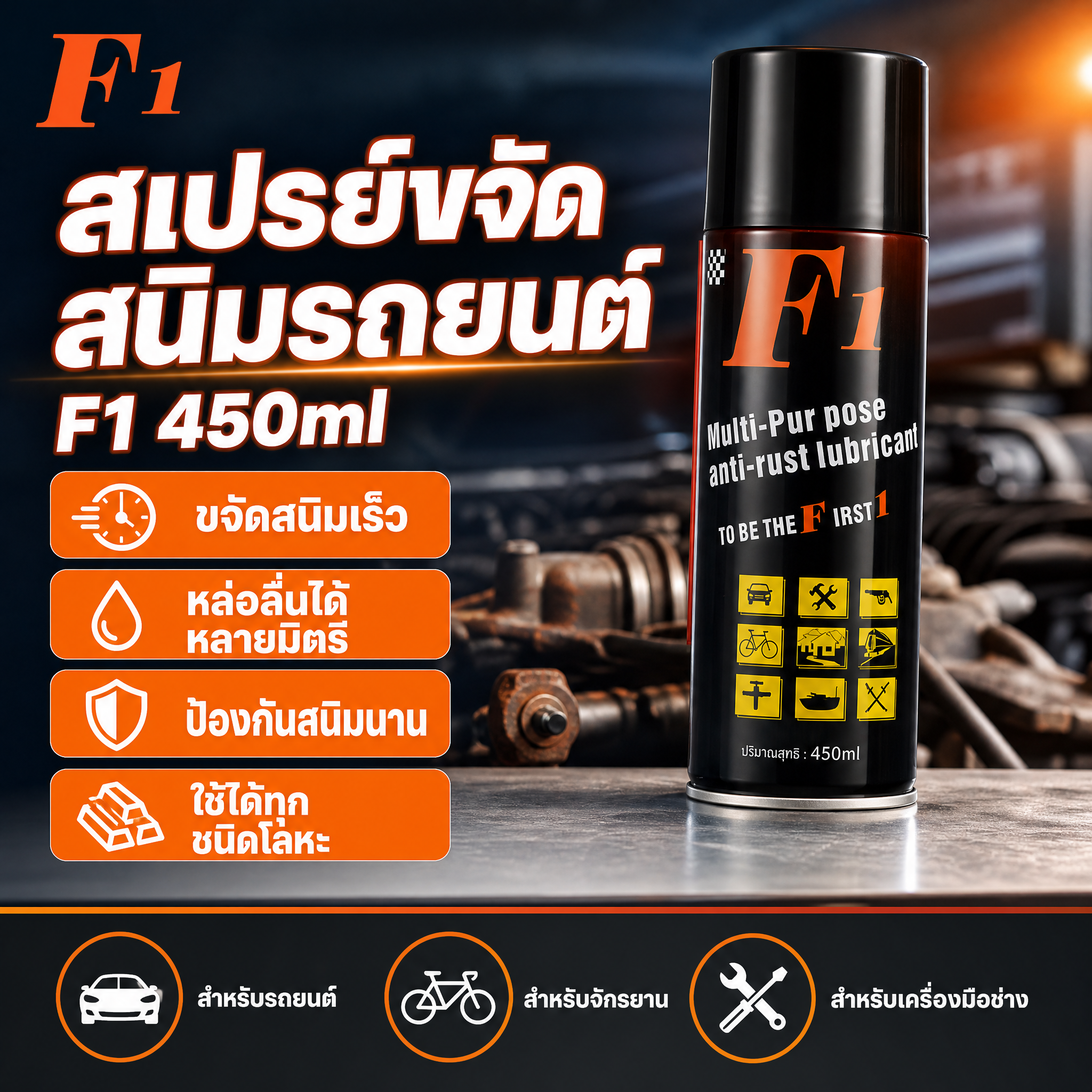 [单张主图] F1汽车除锈润滑剂 泰国市场亚马逊跨境主图 爆款… - 图片创意预览