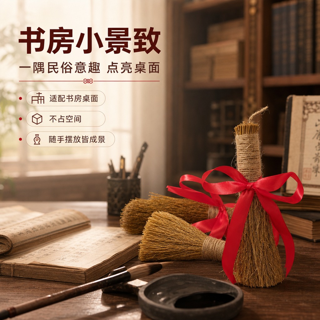 [商品] 使用【图2】稻草小毛刷捆红绳桌面摆件；保留稻草材质、… - 图片创意预览