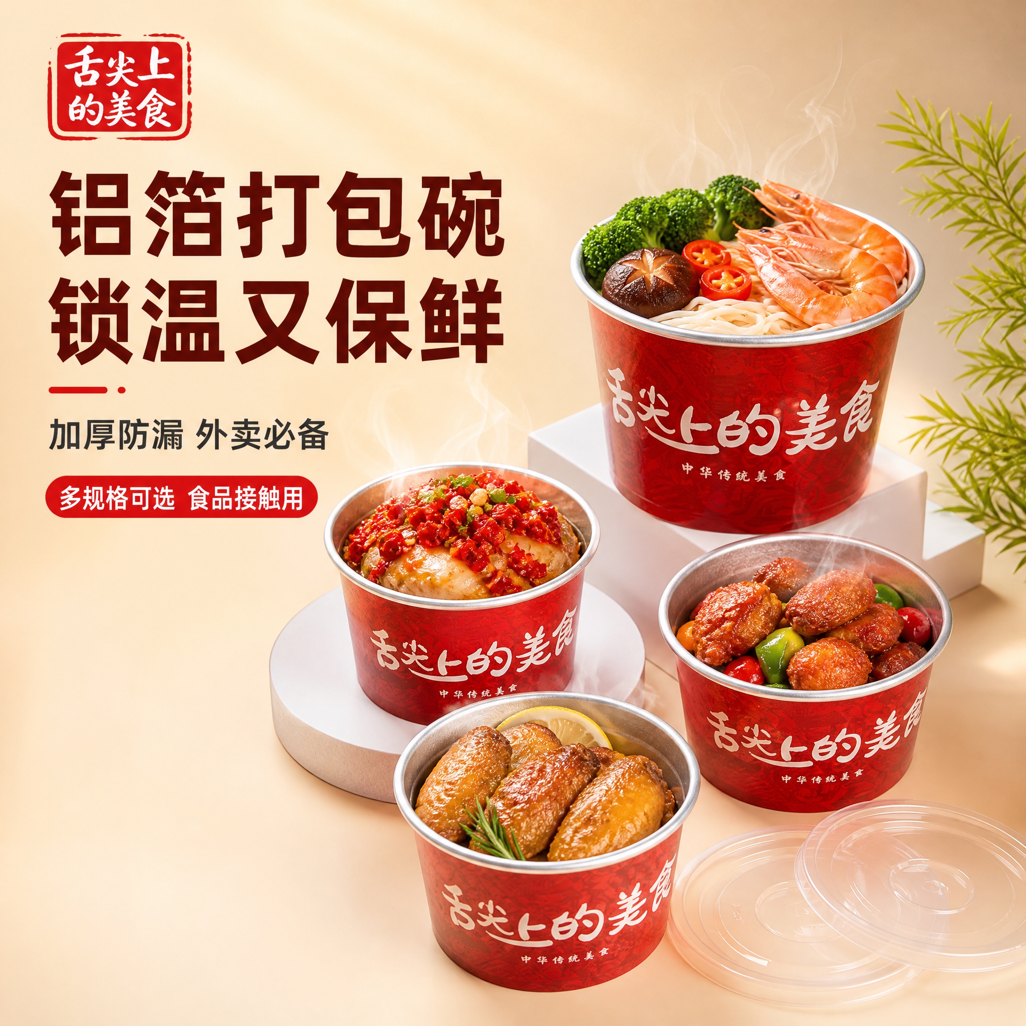 [主图-1] 首图点击率，展示铝箔打包碗的多品类盛装效果与食欲… - 图片创意预览