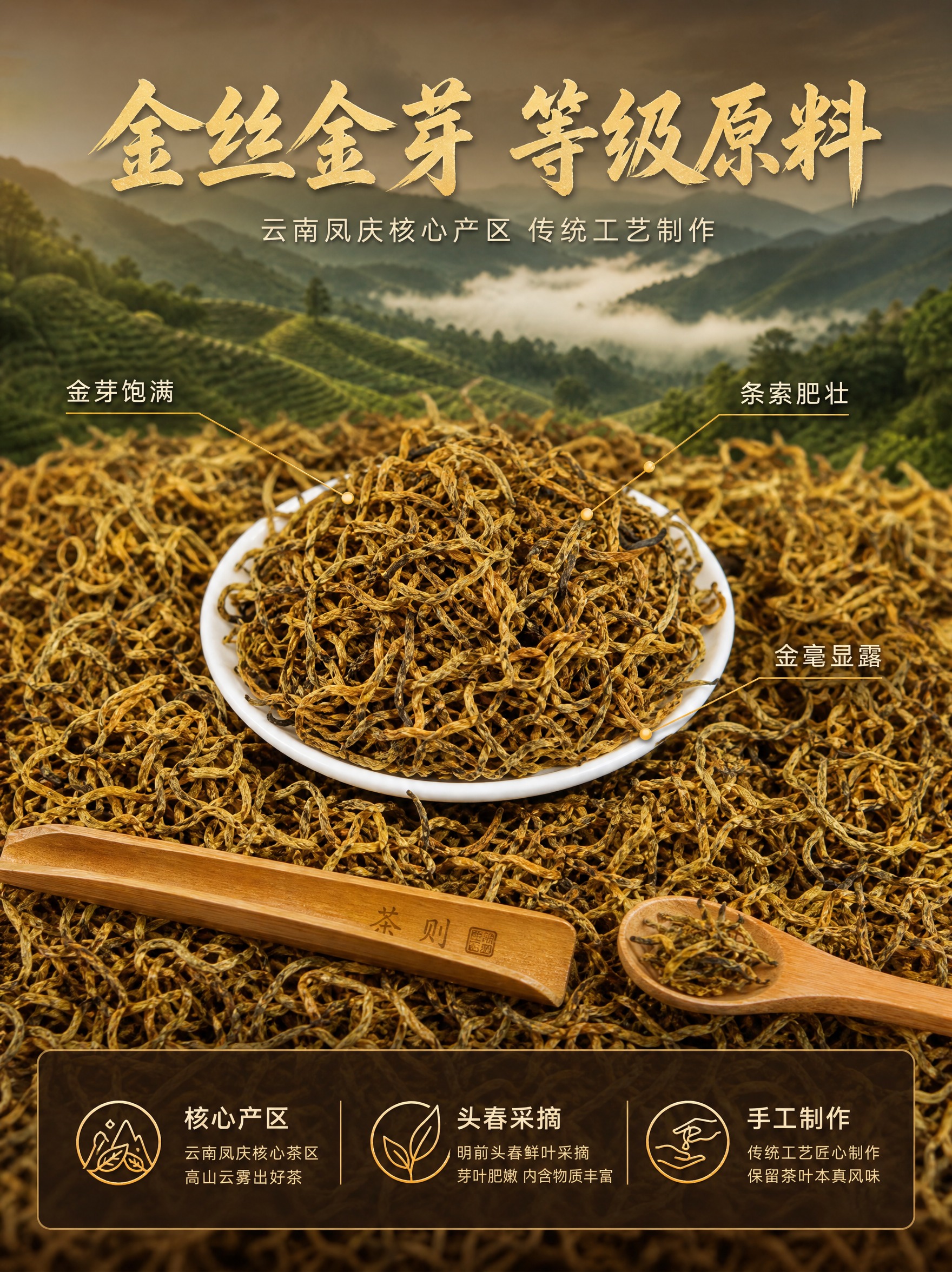 [商品] 使用【图2】和【图4】糯香滇红金丝干茶图；保留干茶条… - 图片创意预览