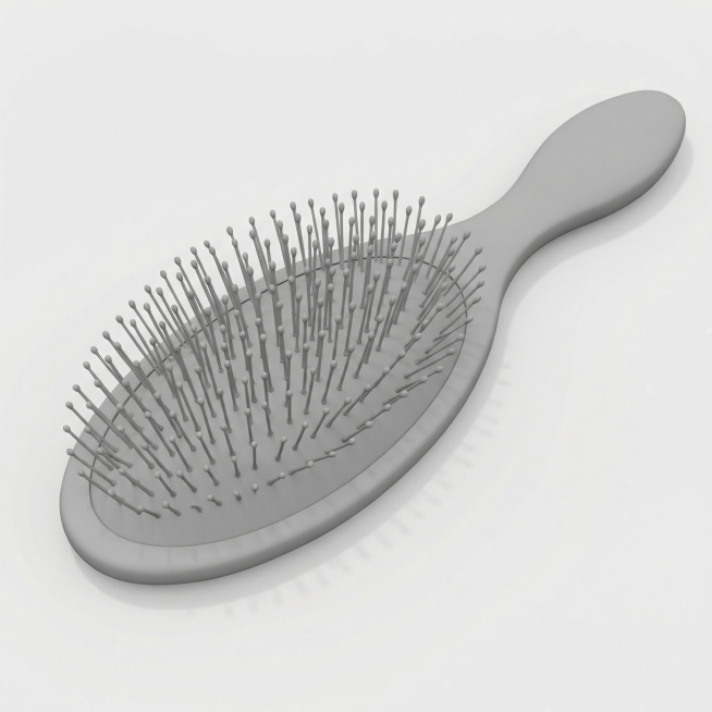 将图中的梳子做成3D未渲染的素模效果预览效果