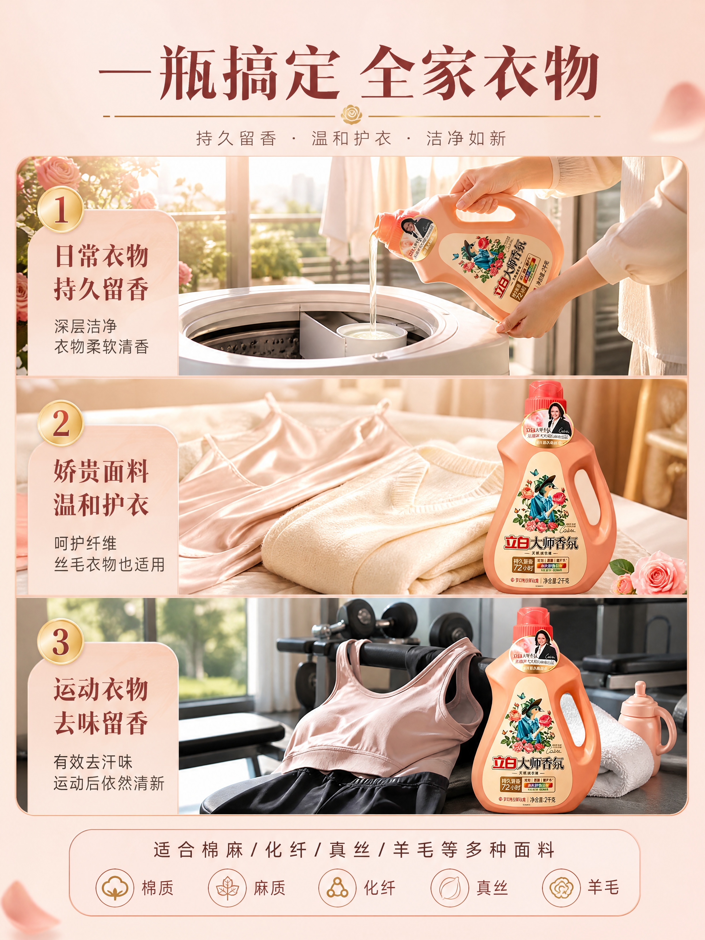 [商品] 使用【图1】立白大师香氛洗衣液2kg瓶装；保留瓶身粉… - 图片创意预览