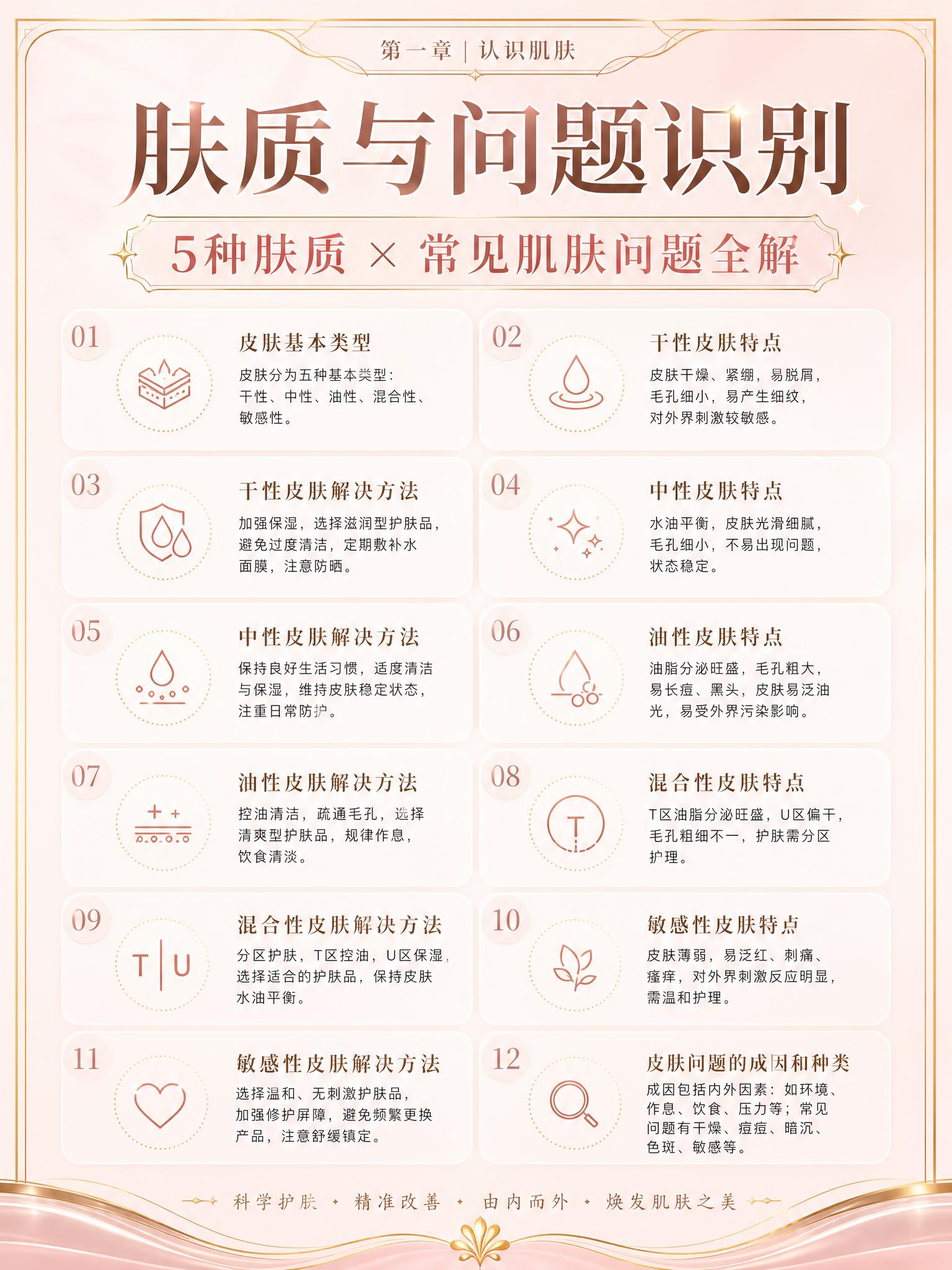 美业轻奢风小红书知识科普海报，裸粉色渐变背景，金色细线装饰边框… - 图片创意预览