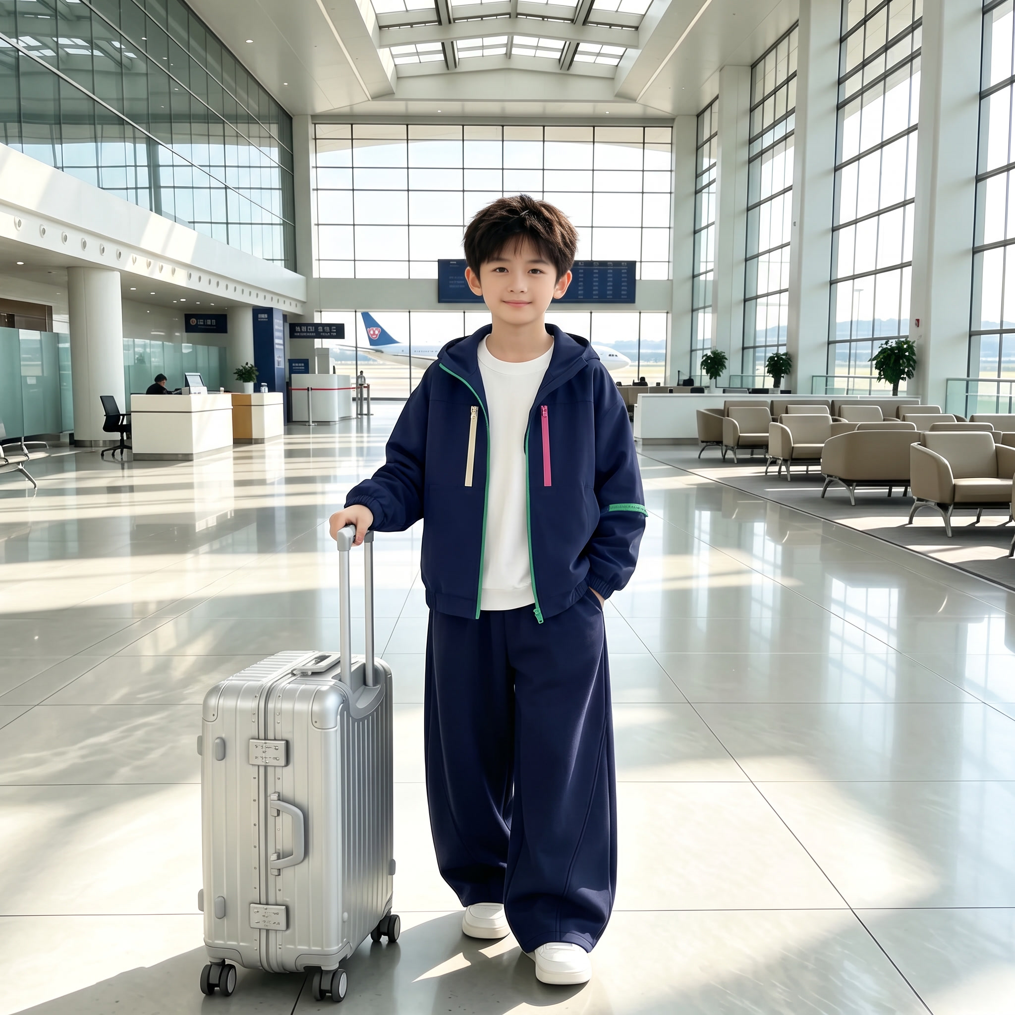用图1的衣服裤子组成的套装替换图的2的人物的身上穿的衣服裤子，… - 图片创意预览
