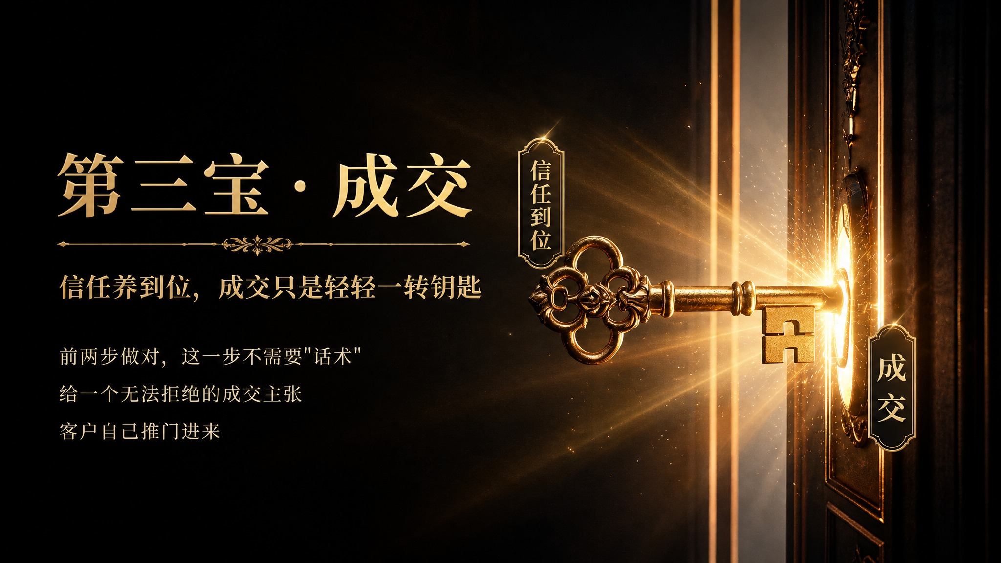 基于参考图，保留金色复古钥匙插入门锁、门缝透出金色光芒与火花的… - 图片创意预览