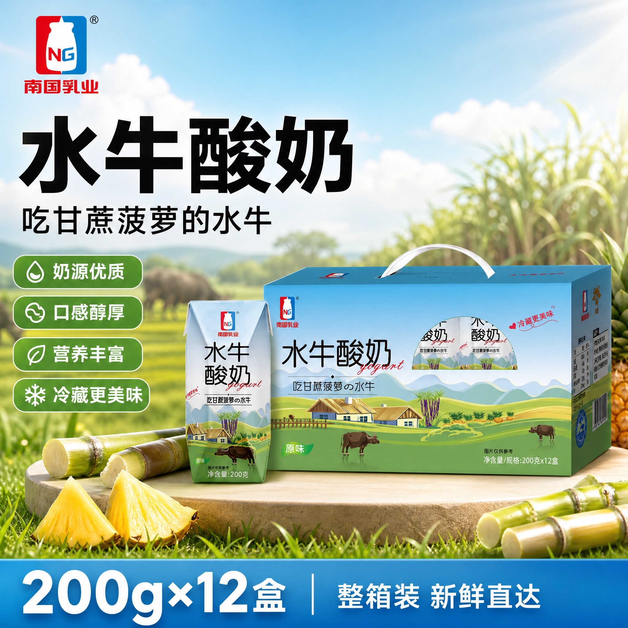 [单张主图] 南国乳业水牛酸奶原味 爆款促销感主图 1:1淘宝… - 图片创意预览