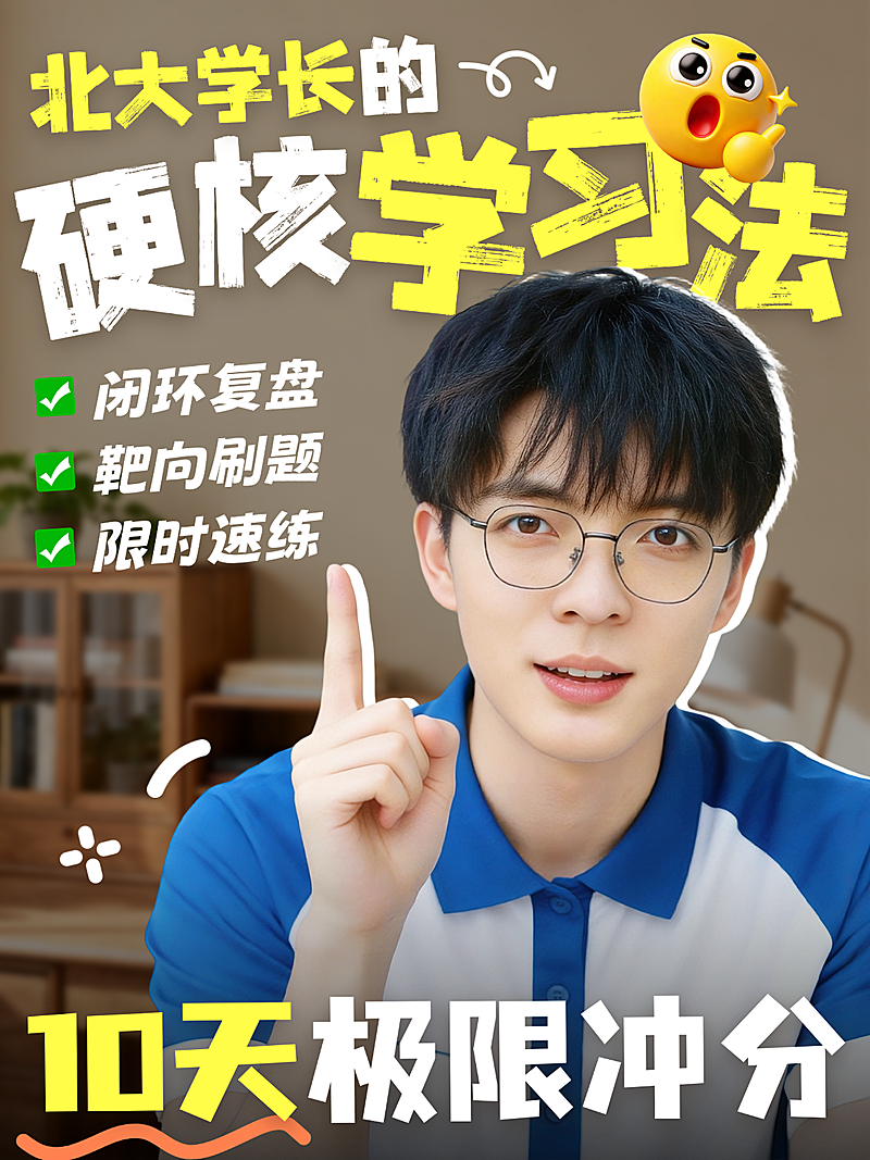 备考提分攻略分享大字人像拼贴风小红书封面