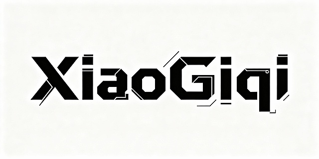 生成一个XiaoGiqi的平面水印logo，黑色字白色底（有科技感的艺术字体）