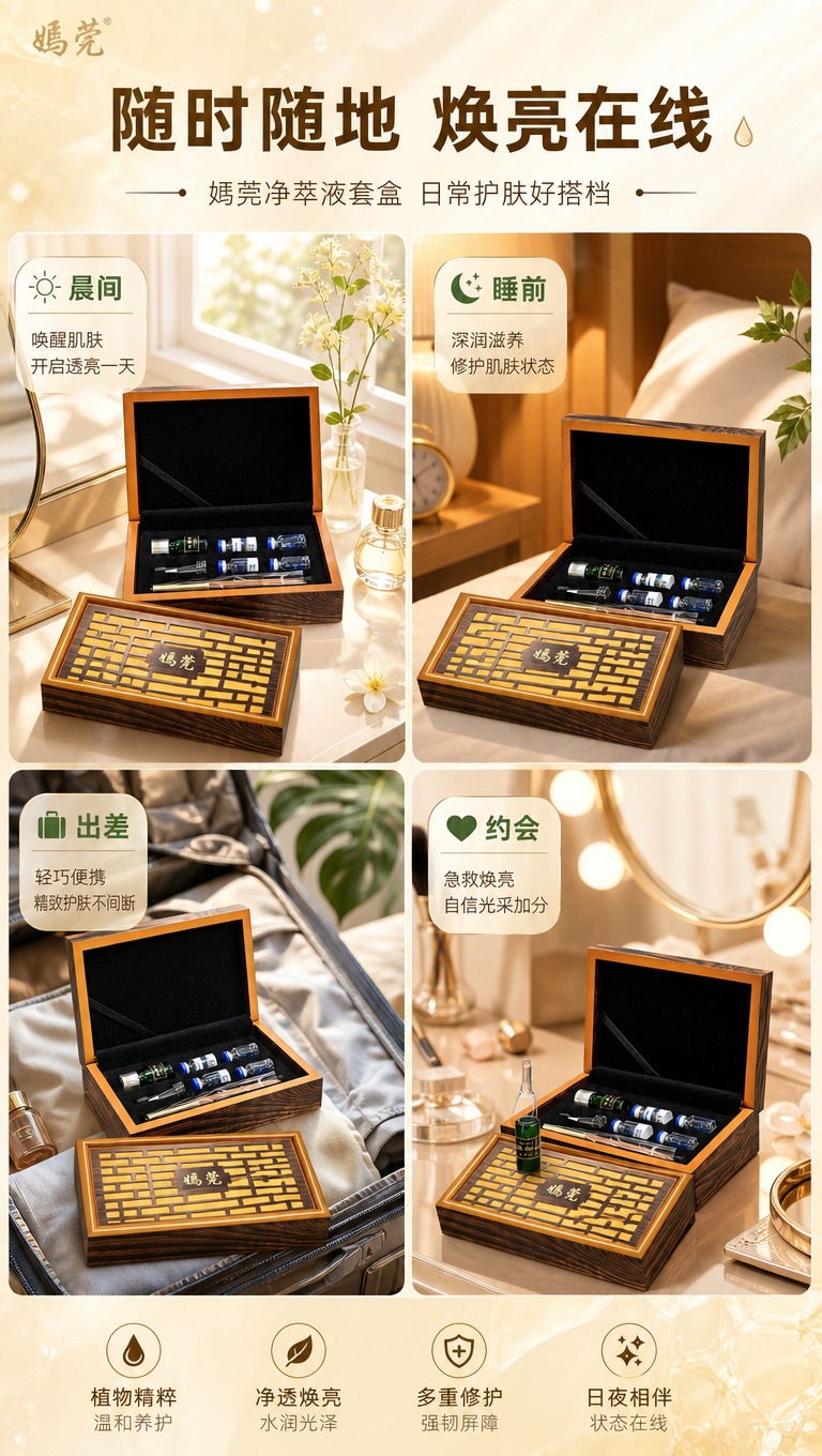[商品] 使用【图1】嫣莞净萃液套盒；保留木纹礼盒外观与品牌字… - 图片创意预览
