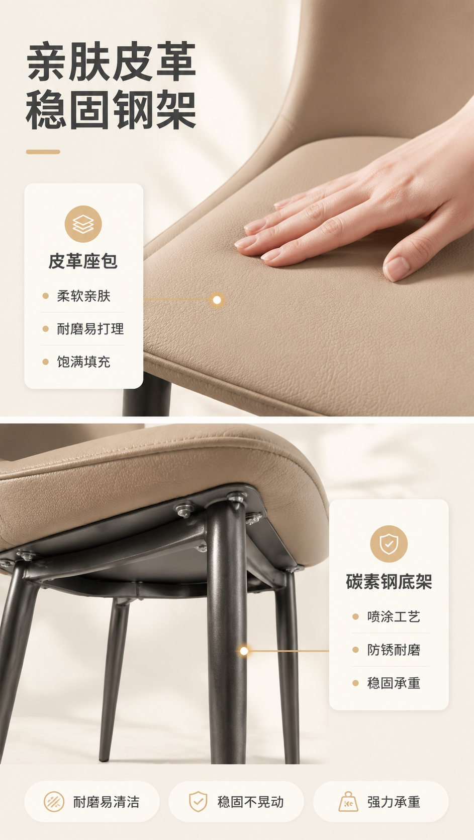 [商品] 使用【图1】DY-8802A卡其色餐椅；保留皮革座包… - 图片创意预览