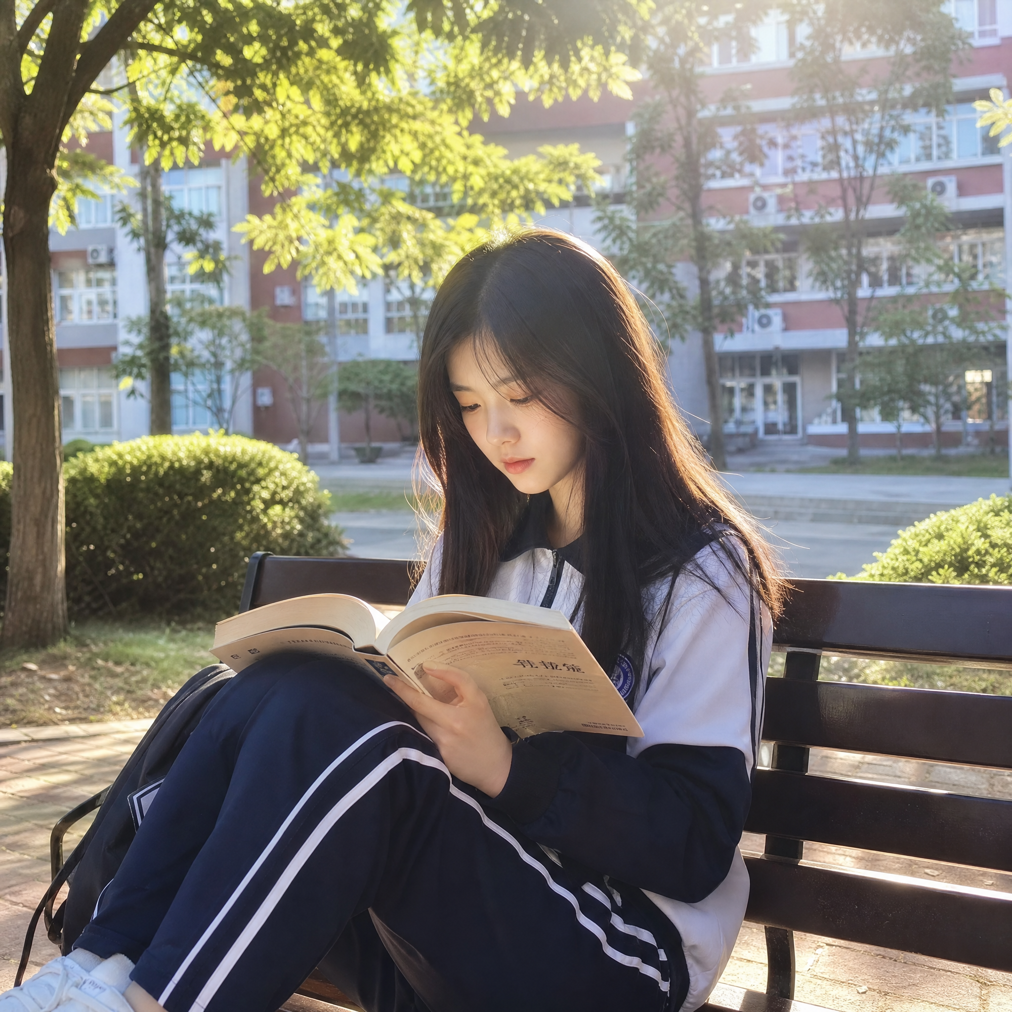 一张15岁中国少女的日常生活照片，青春靓丽，留着长发，穿着校服… - 图片创意预览