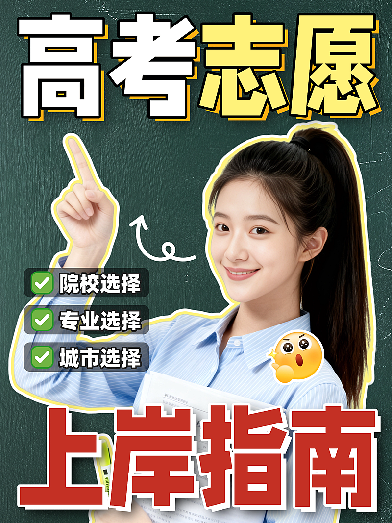 高考志愿填报上岸择校经验分享大字人像小红书封面